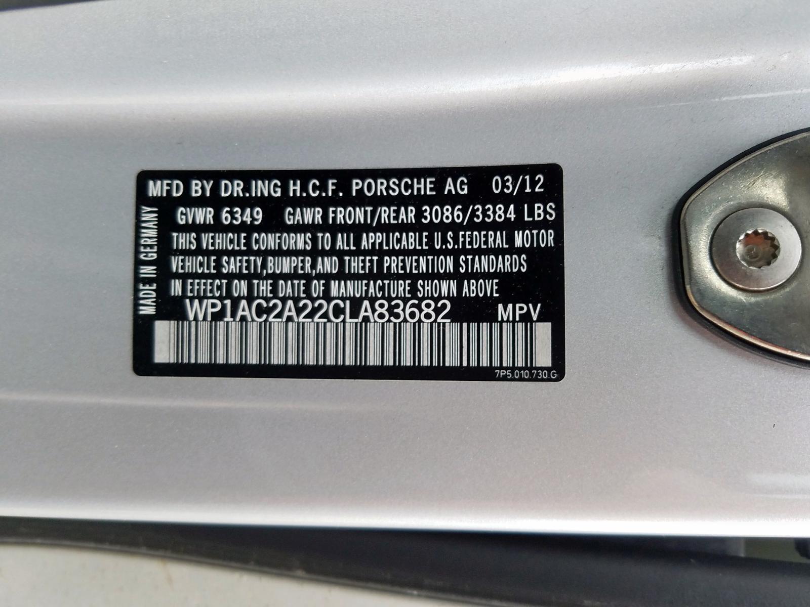 Photo 10 from auction – 2012 PORSCHE CAYENNE TU with VIN WP1AC2A22CLA83682