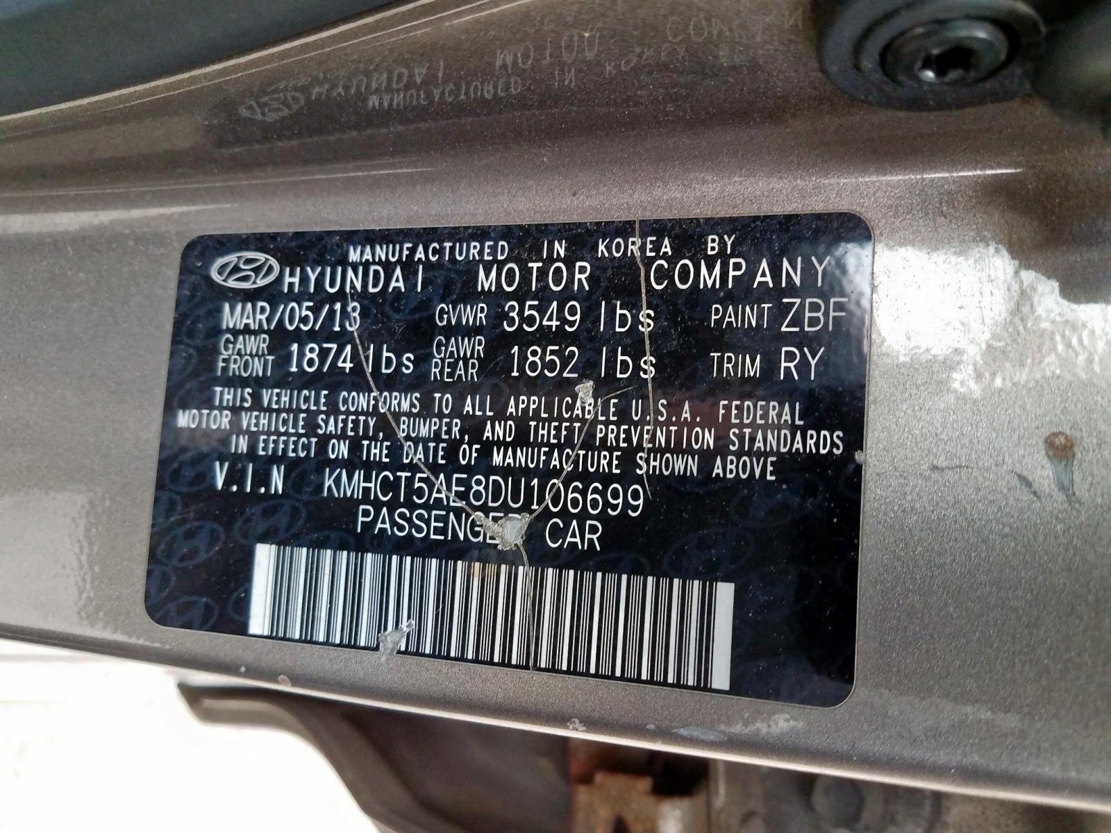 Photo 10 from auction – 2013 HYUNDAI ACCENT GLS with VIN KMHCT5AE8DU106699