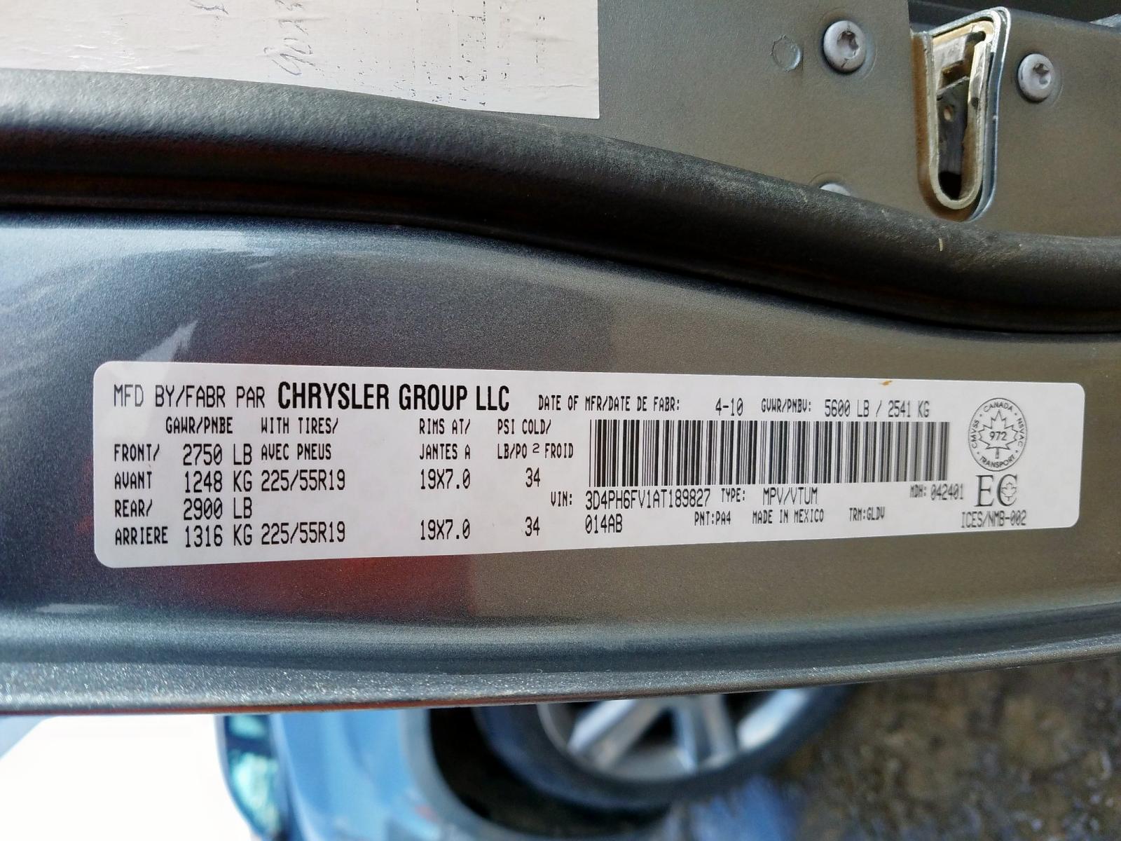 Photo 10 from auction – 2010 DODGE JOURNEY R/ with VIN 3D4PH6FV1AT189827