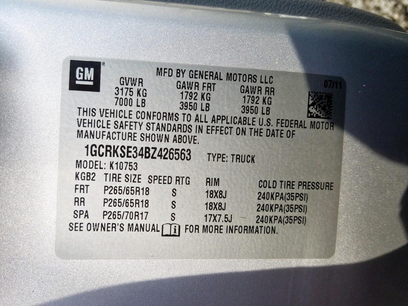 Photo 10 from auction – 2011 CHEVROLET SILVERADO with VIN 1GCRKSE34BZ426563