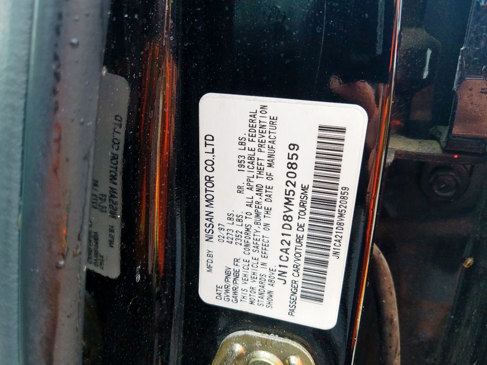 Photo 10 from auction – 1997 NISSAN MAXIMA GLE with VIN JN1CA21D8VM520859
