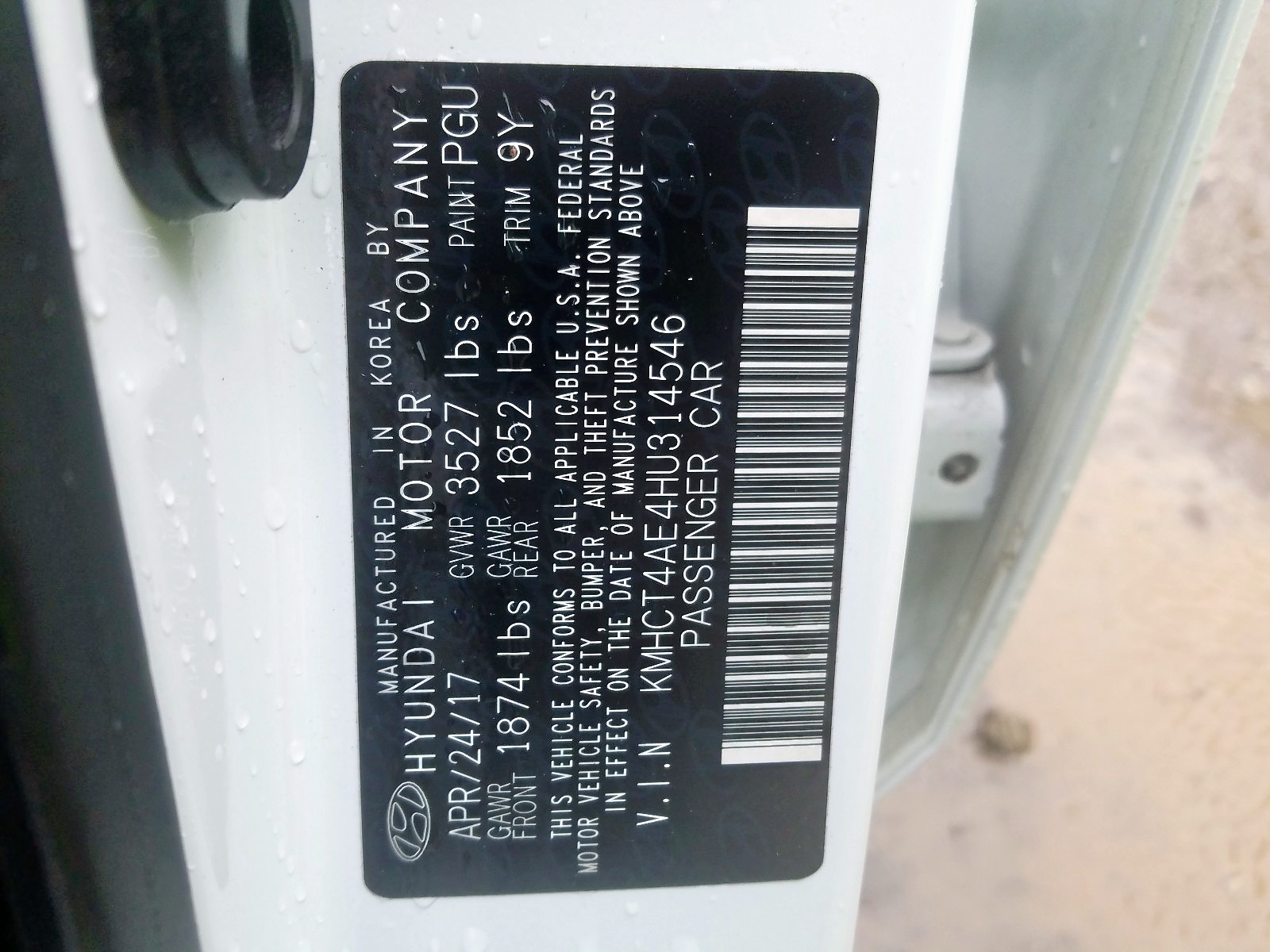 Photo 10 from auction – 2017 HYUNDAI ACCENT SE with VIN KMHCT4AE4HU314546
