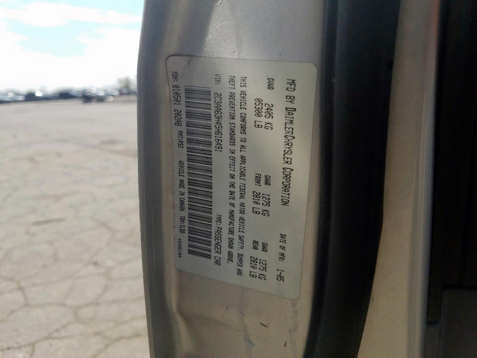 Photo 10 from auction – 2005 CHRYSLER 300C with VIN 2C3AA63H45H616491