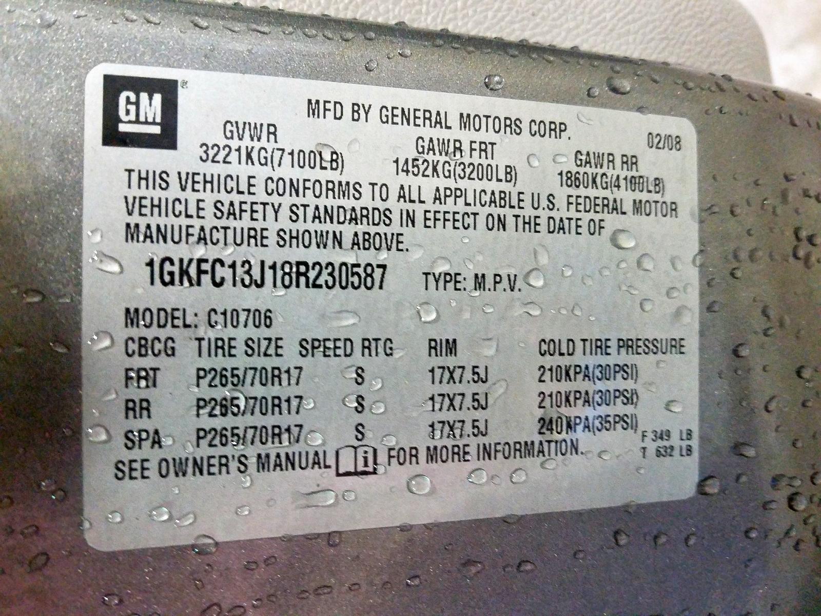 Photo 10 from auction – 2008 GMC YUKON with VIN 1GKFC13J18R230587
