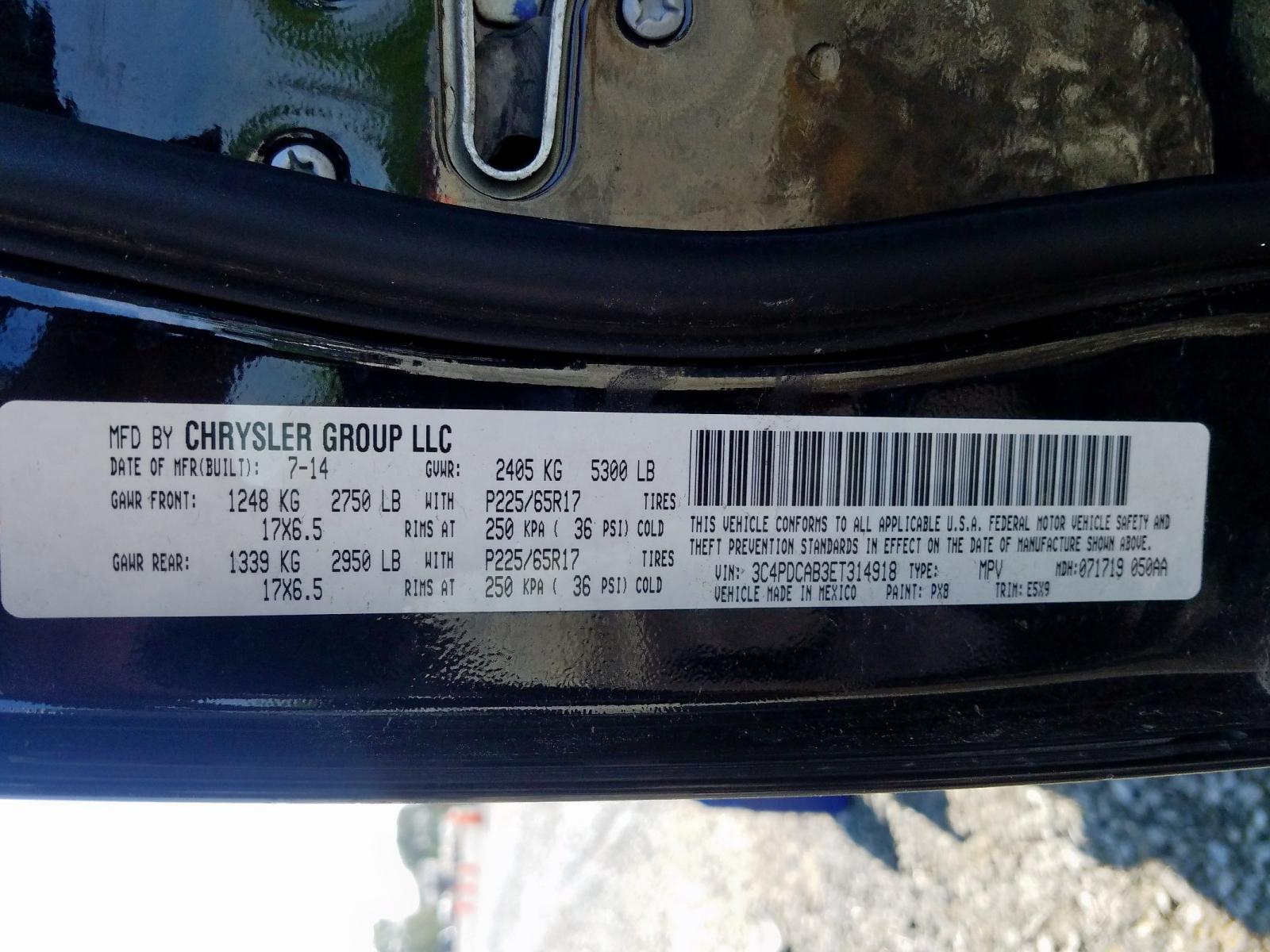 Photo 10 from auction – 2014 DODGE JOURNEY SE with VIN 3C4PDCAB3ET314918