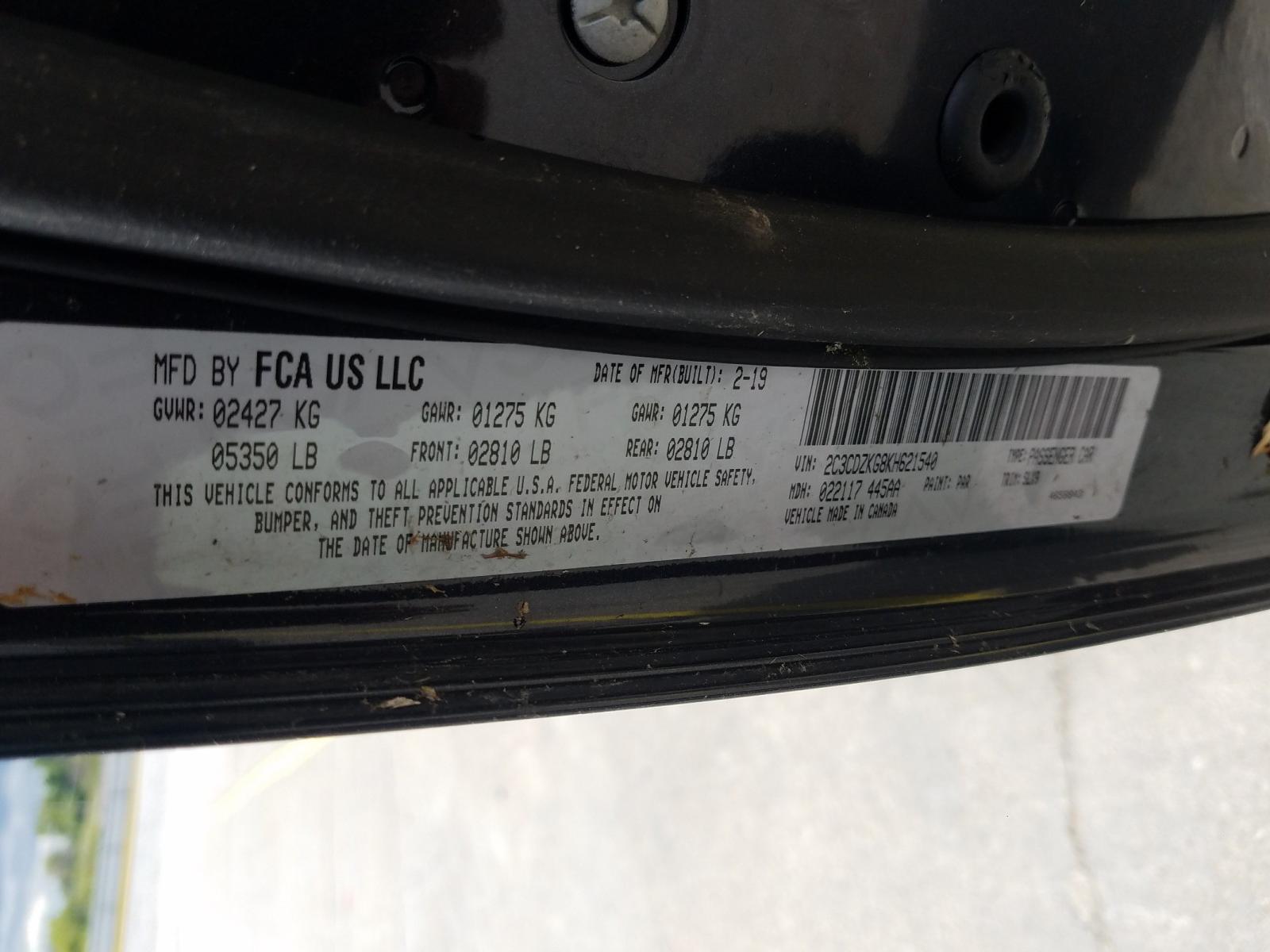 Photo 10 from auction – 2019 DODGE CHALLENGER with VIN 2C3CDZKG8KH621540