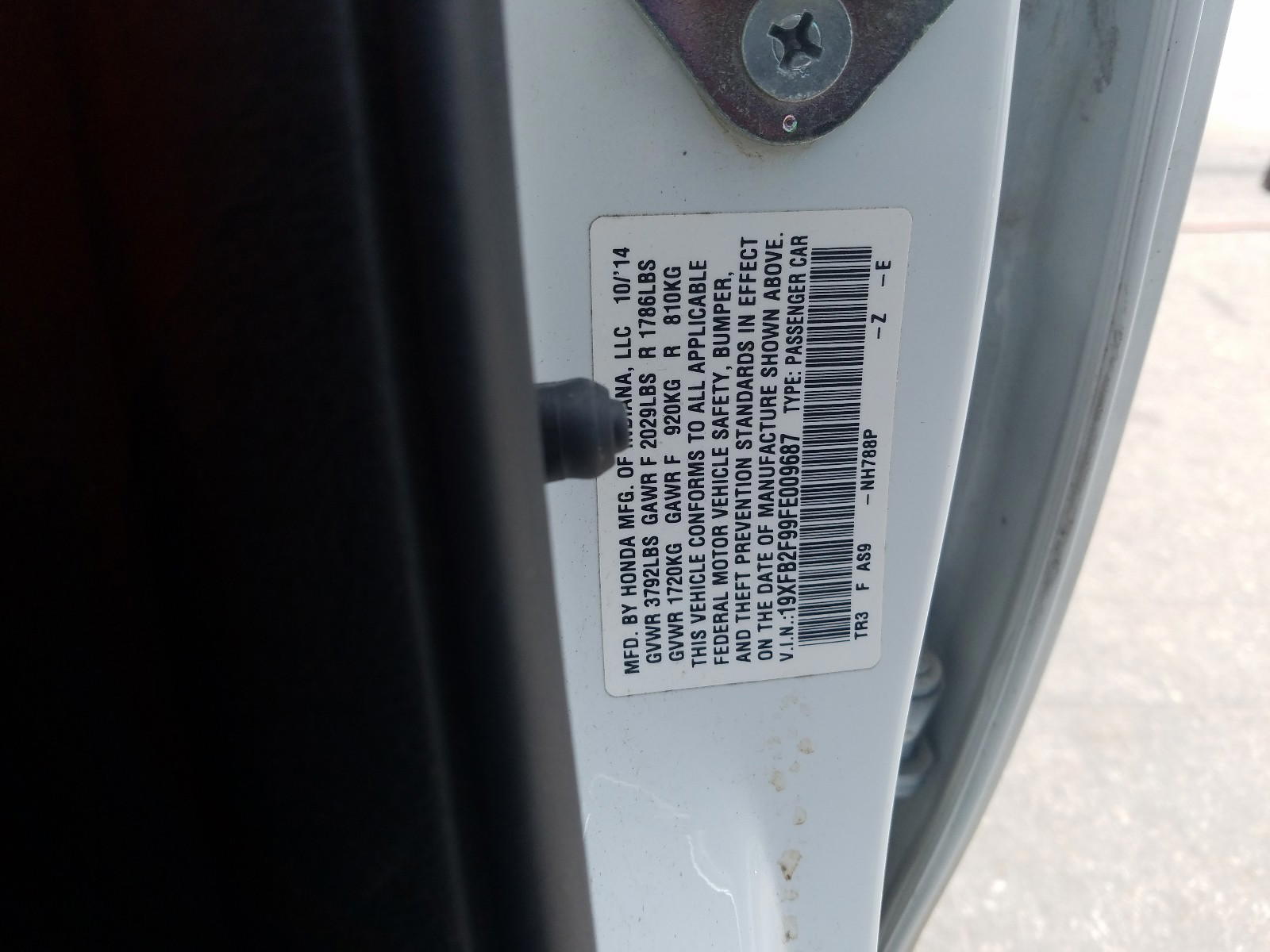 Photo 10 from auction – 2015 HONDA CIVIC EXL with VIN 19XFB2F99FE009687