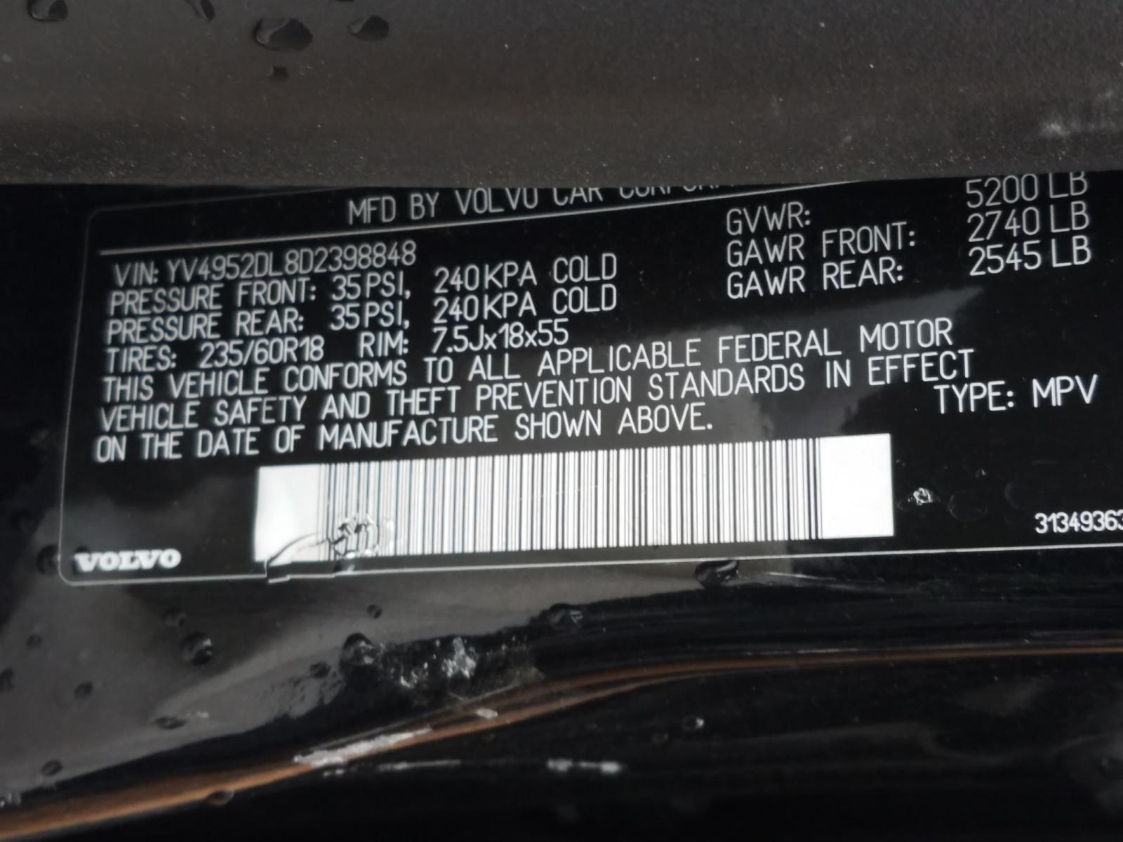 Photo 10 from auction – 2013 VOLVO XC60 3.2 with VIN YV4952DL8D2398848