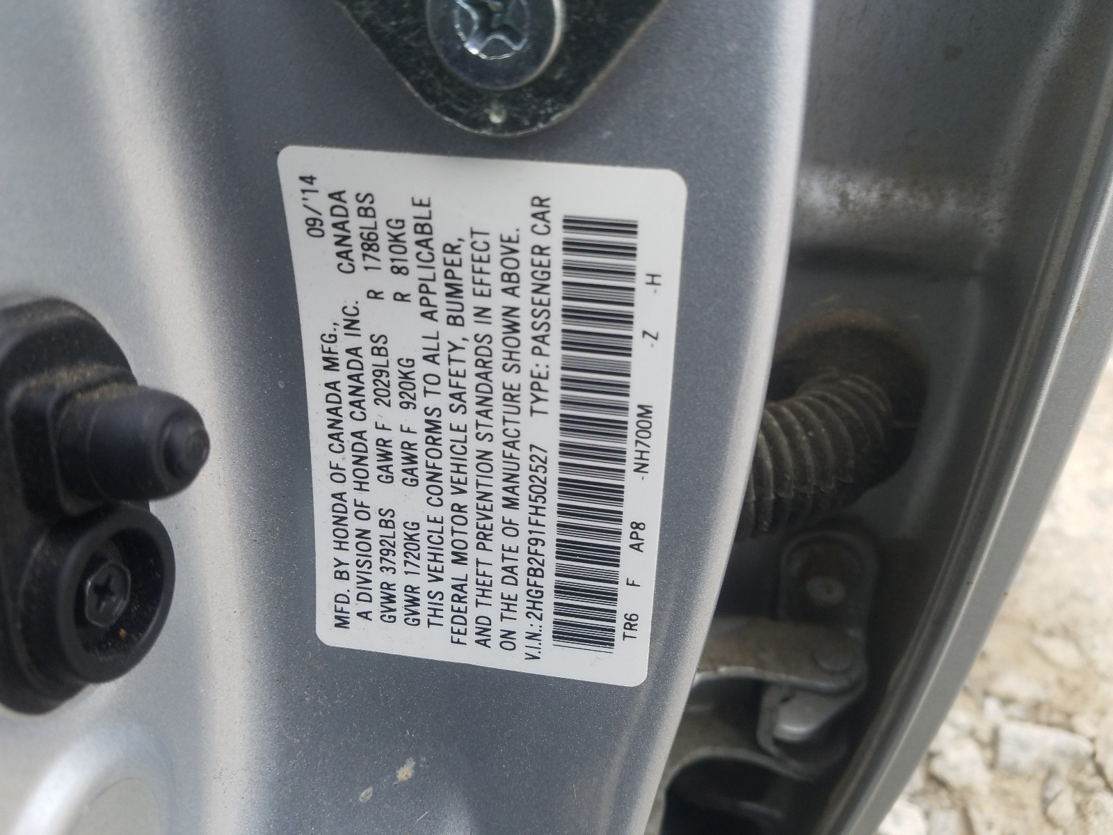 Photo 10 from auction – 2015 HONDA CIVIC EXL with VIN 2HGFB2F91FH502527
