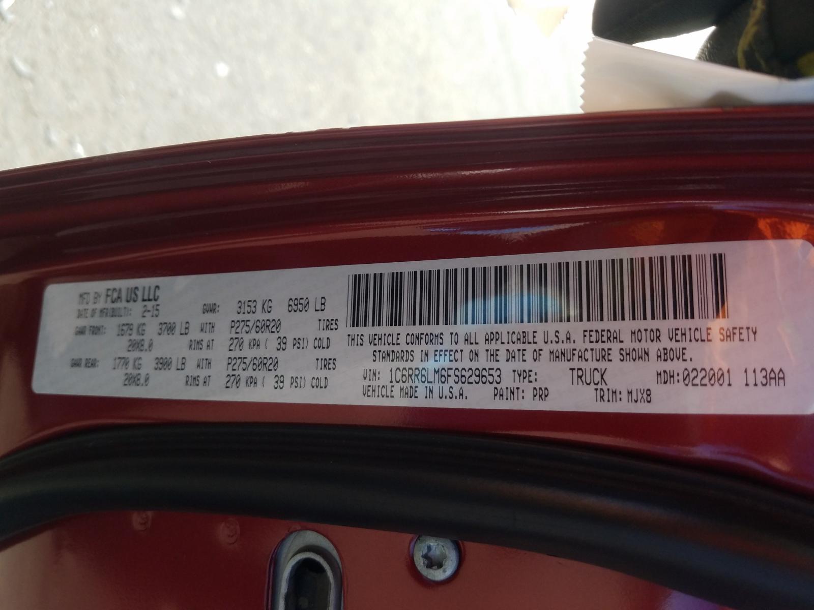 Photo 10 from auction – 2015 RAM 1500 SLT with VIN 1C6RR6LM6FS629653