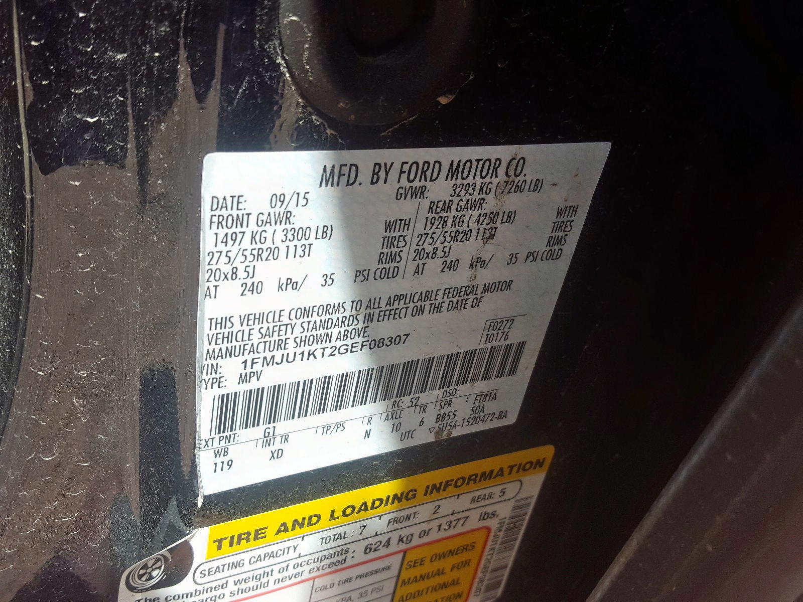 Photo 10 from auction – 2016 FORD EXPEDITION with VIN 1FMJU1KT2GEF08307