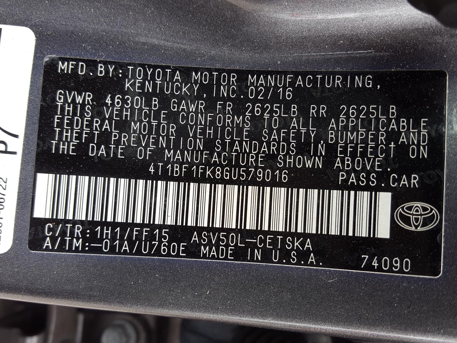 Photo 10 from auction – 2016 TOYOTA CAMRY LE with VIN 4T1BF1FK8GU579016