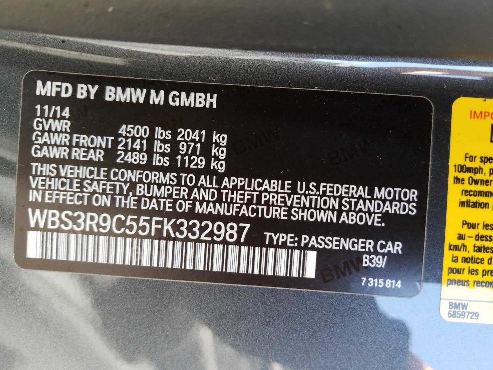 Photo 10 from auction – 2015 BMW M4 with VIN WBS3R9C55FK332987