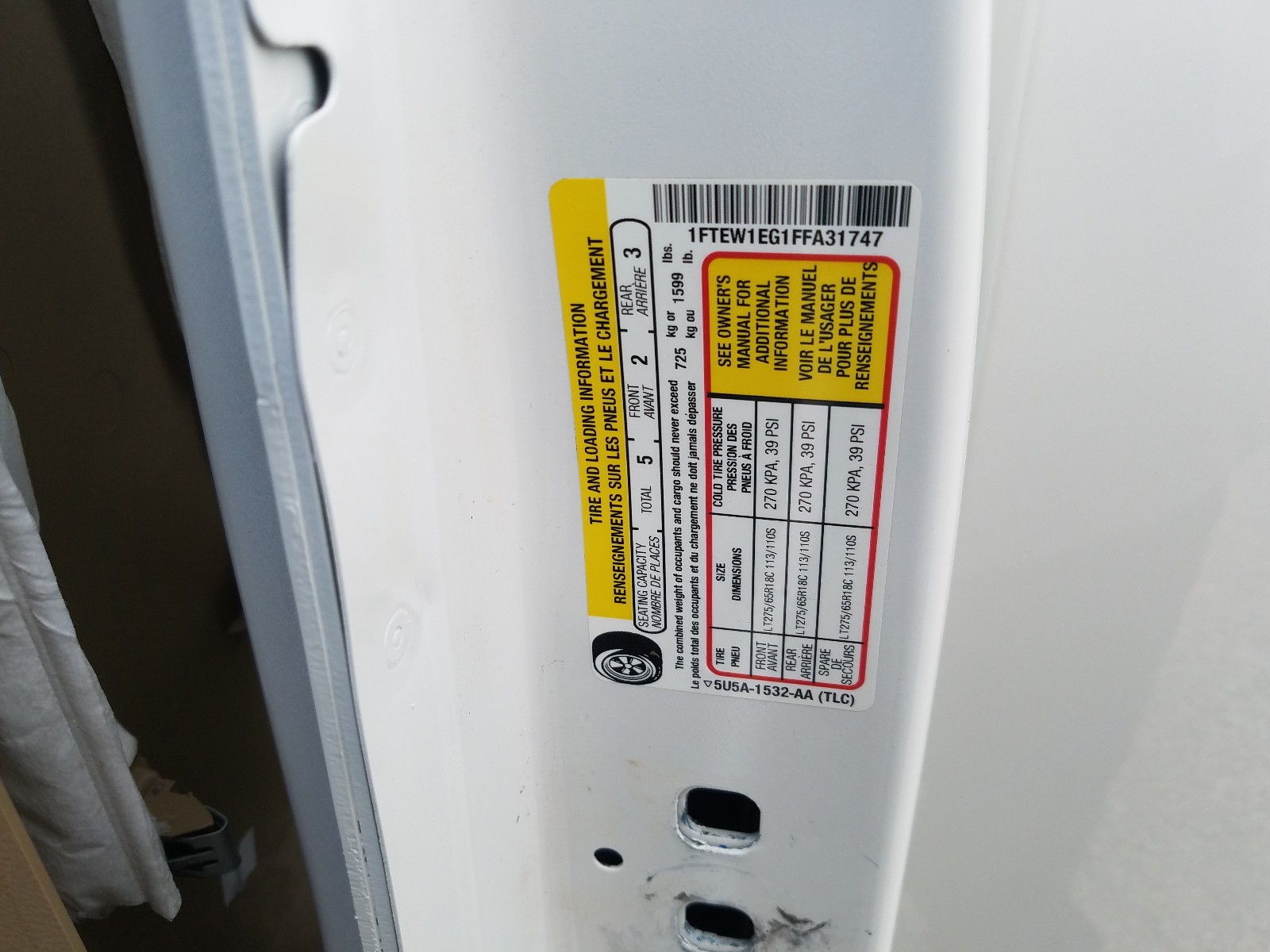 Photo 10 from auction – 2015 FORD F150 SUPER with VIN 1FTEW1EG1FFA31747