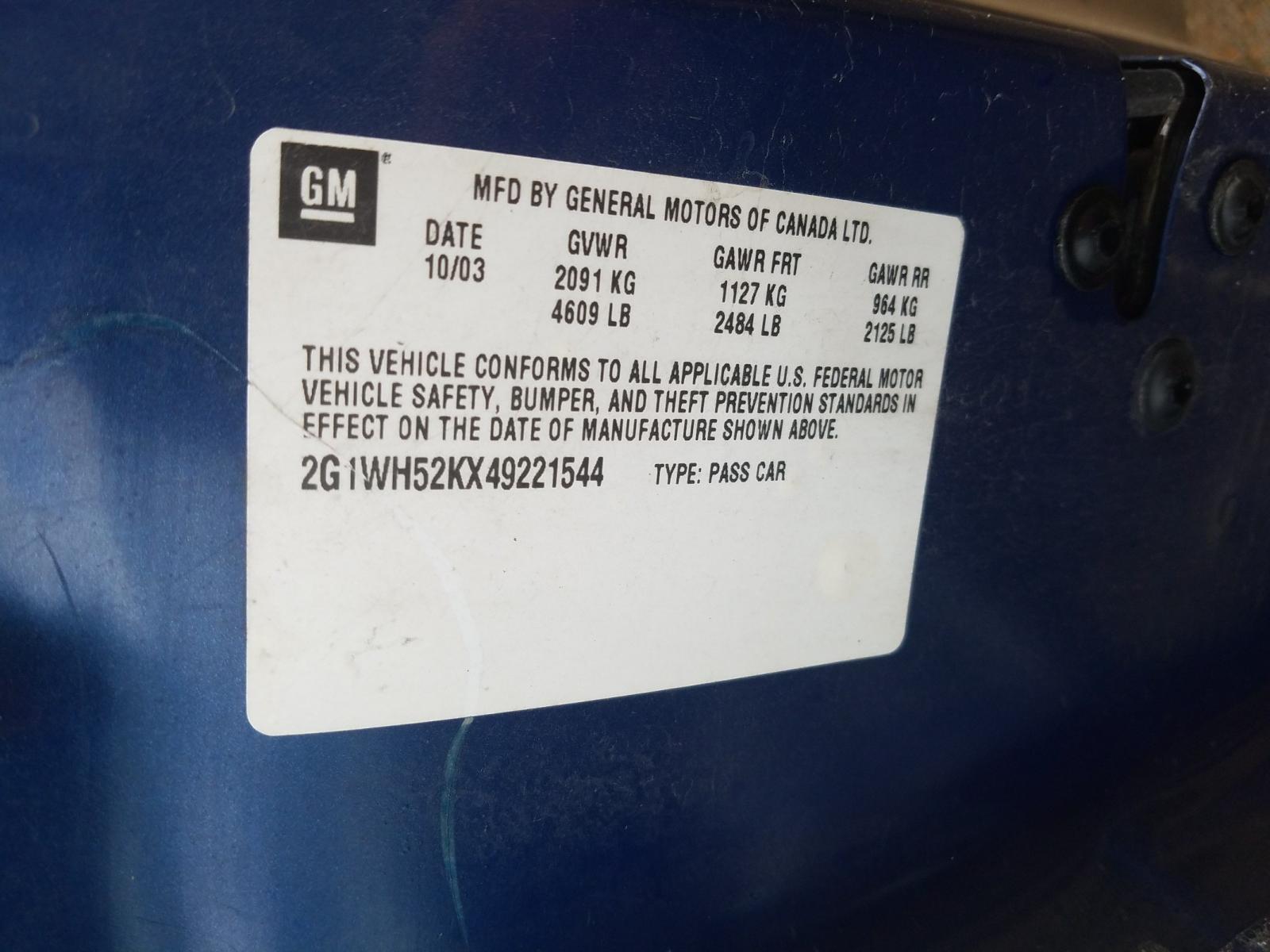 Photo 10 from auction – 2004 CHEVROLET IMPALA LS with VIN 2G1WH52KX49221544