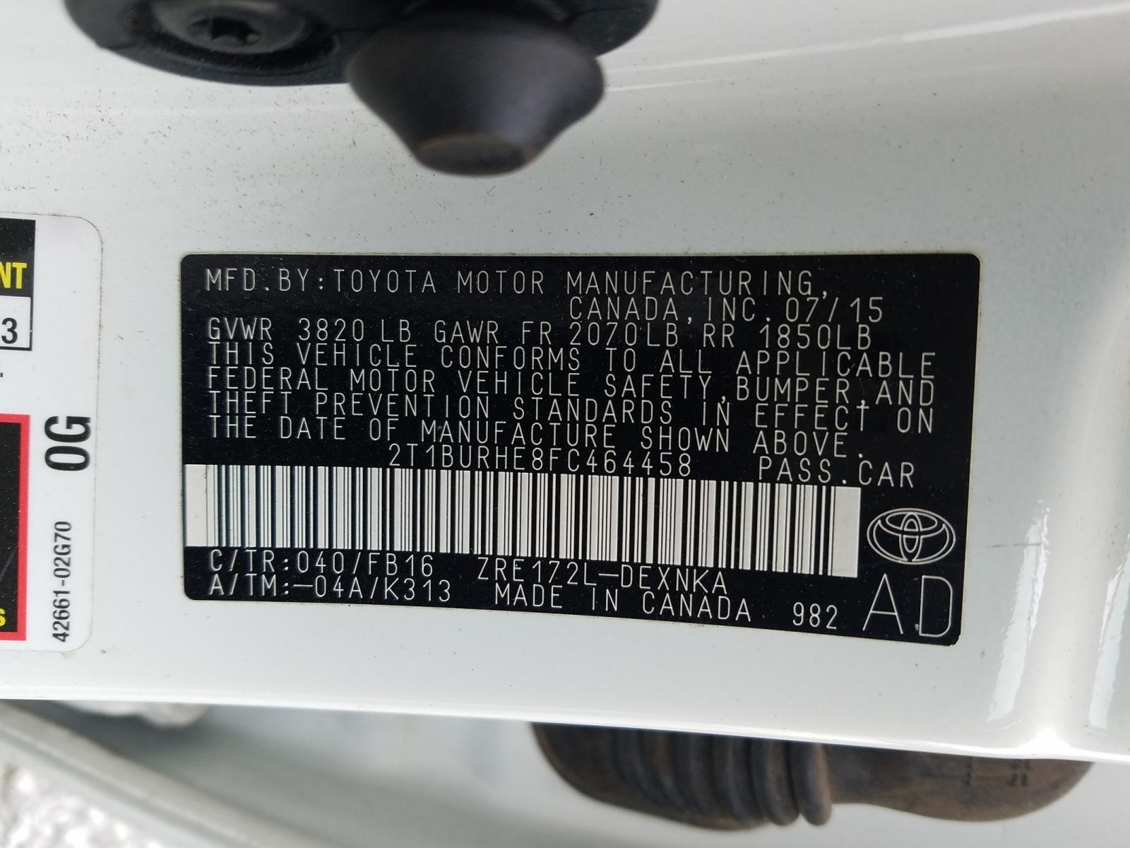 Photo 10 from auction – 2015 TOYOTA COROLLA L with VIN 2T1BURHE8FC464458