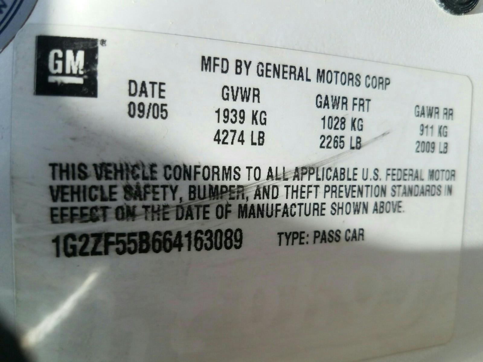 Photo 10 from auction – 2006 PONTIAC G6 SE with VIN 1G2ZF55B664163089