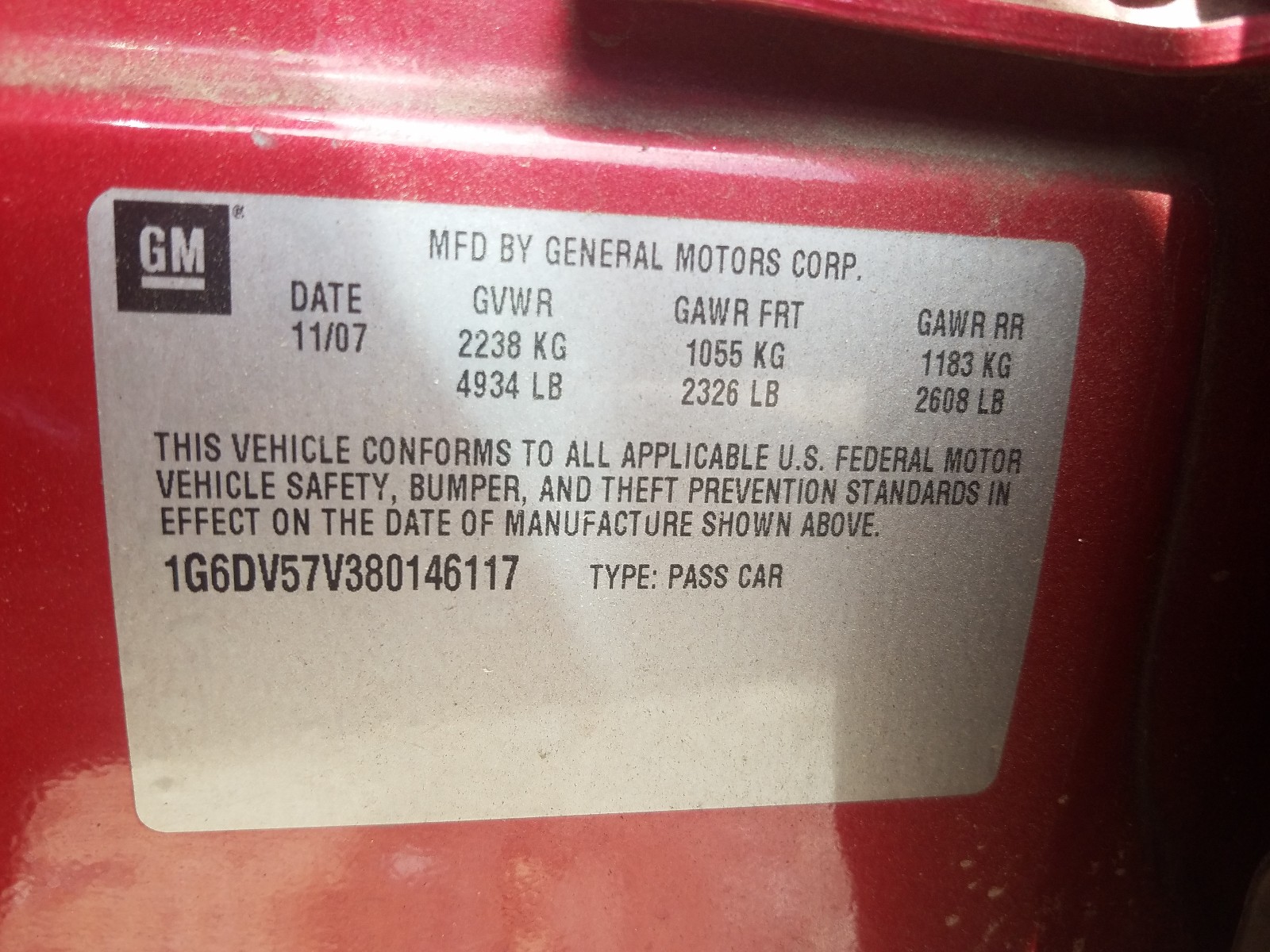 Photo 10 from auction – 2008 CADILLAC CTS HI FEA with VIN 1G6DV57V380146117