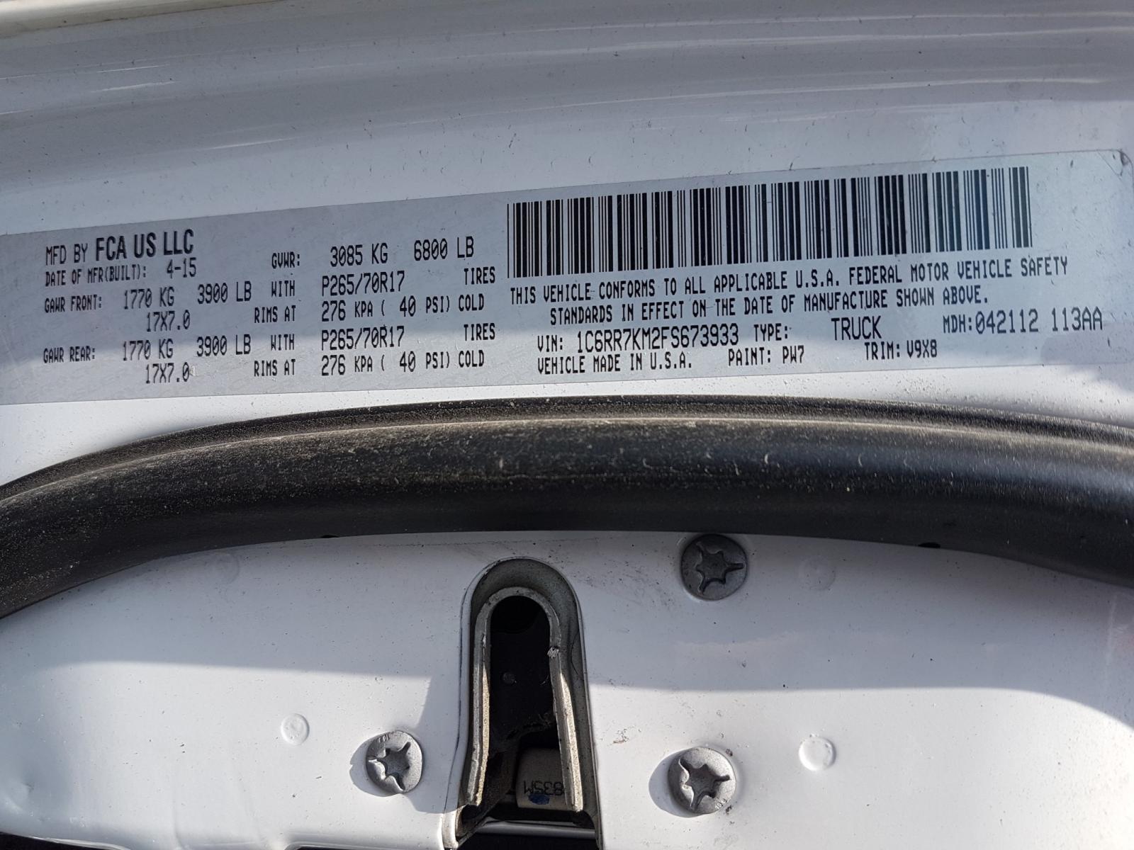 Photo 10 from auction – 2015 RAM 1500 ST with VIN 1C6RR7KM2FS673933