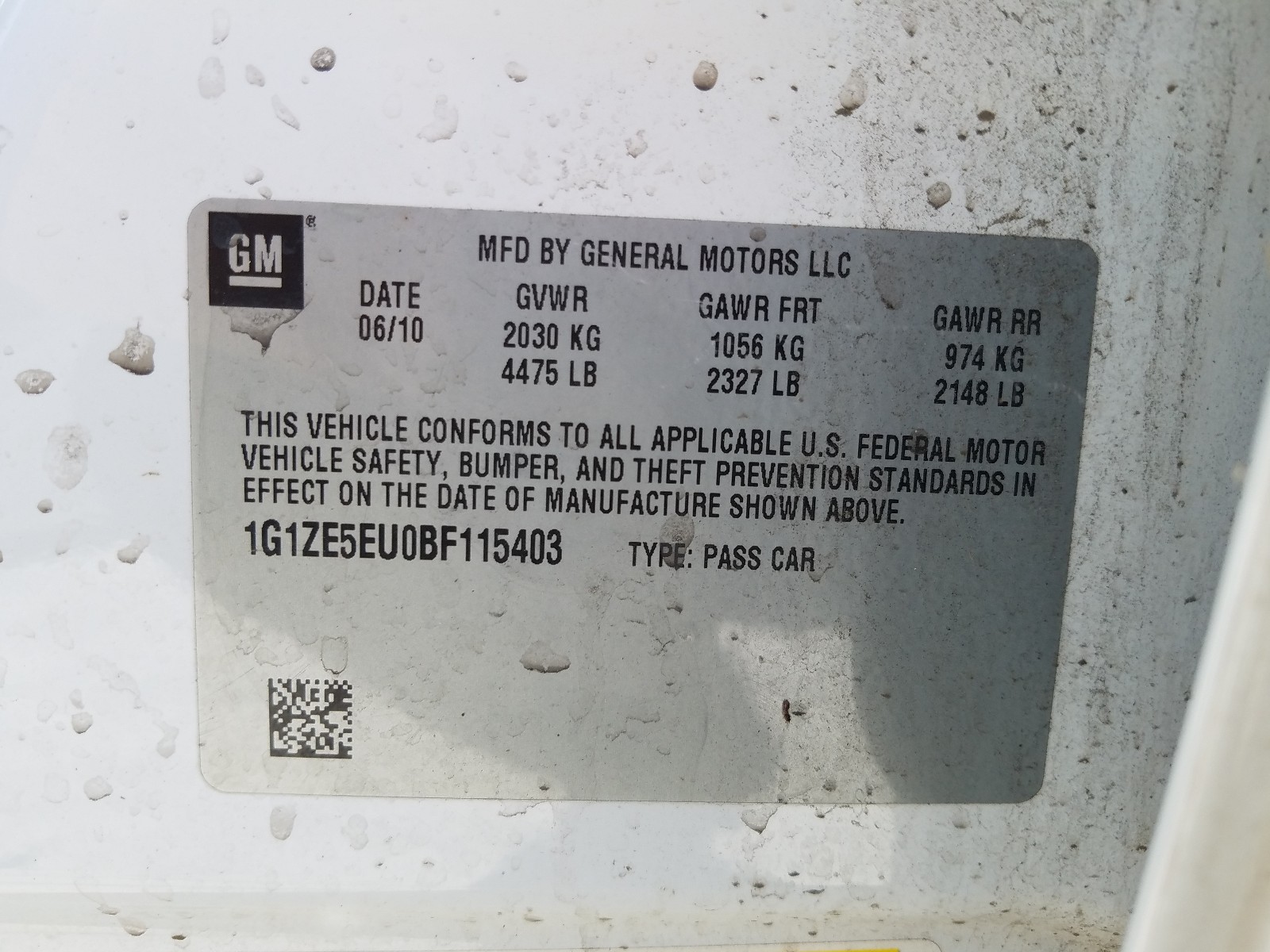 Photo 10 from auction – 2011 CHEVROLET MALIBU LTZ with VIN 1G1ZE5EU0BF115403