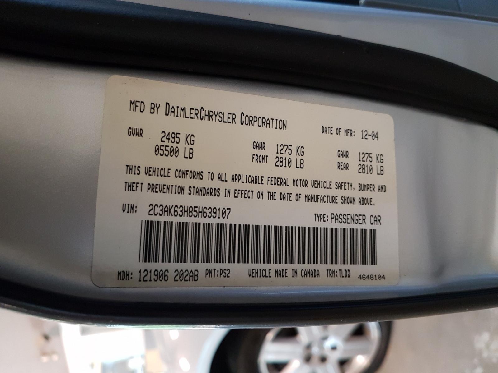Photo 10 from auction – 2005 CHRYSLER 300C with VIN 2C3AK63H85H639107