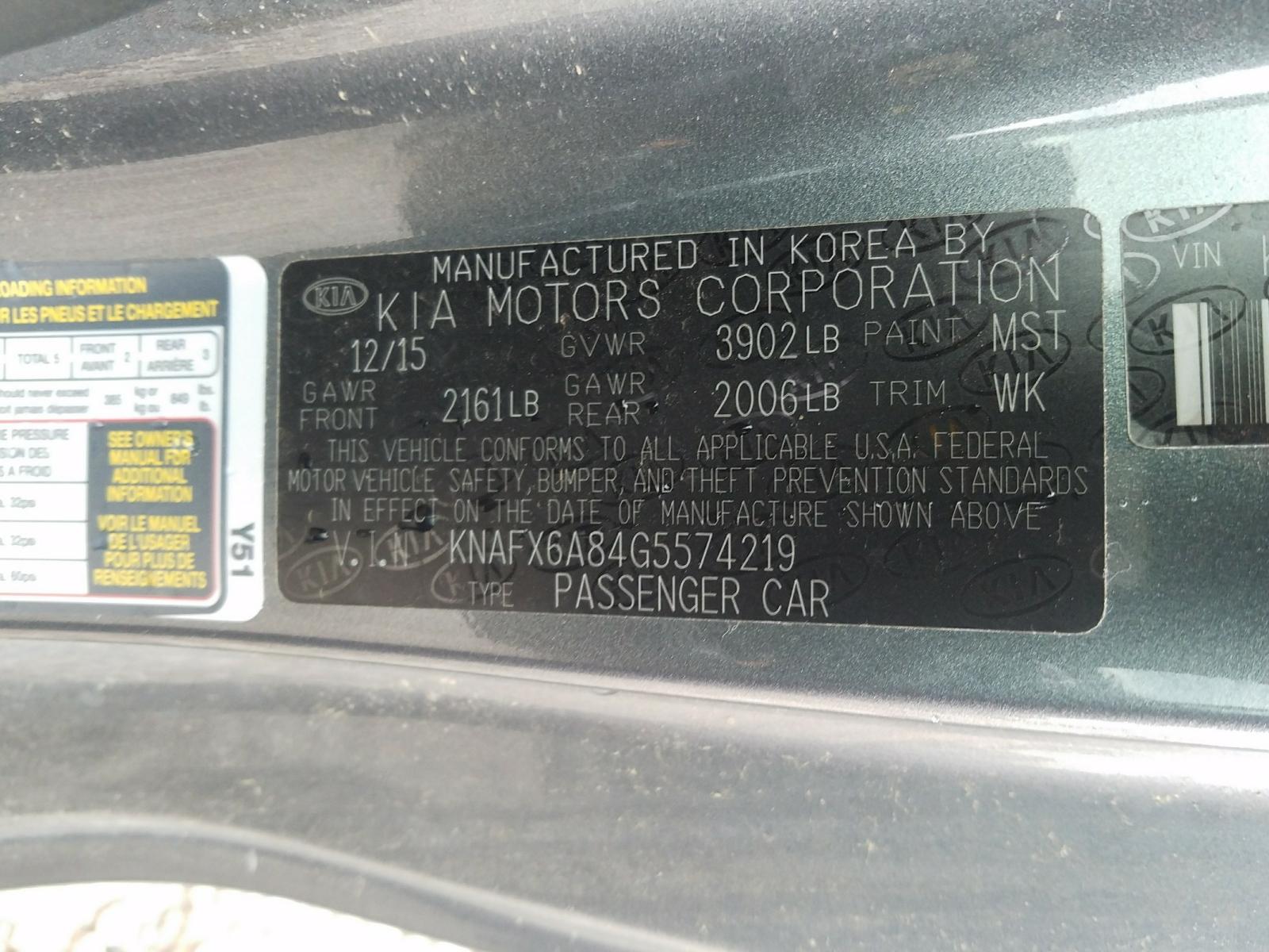 Photo 10 from auction – 2016 KIA FORTE EX with VIN KNAFX6A84G5574219