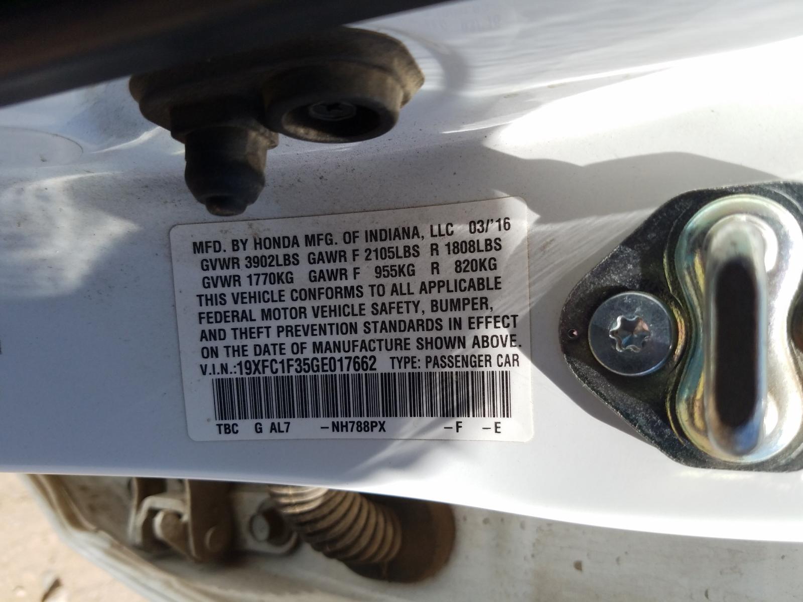 Photo 10 from auction – 2016 HONDA CIVIC EX with VIN 19XFC1F35GE017662