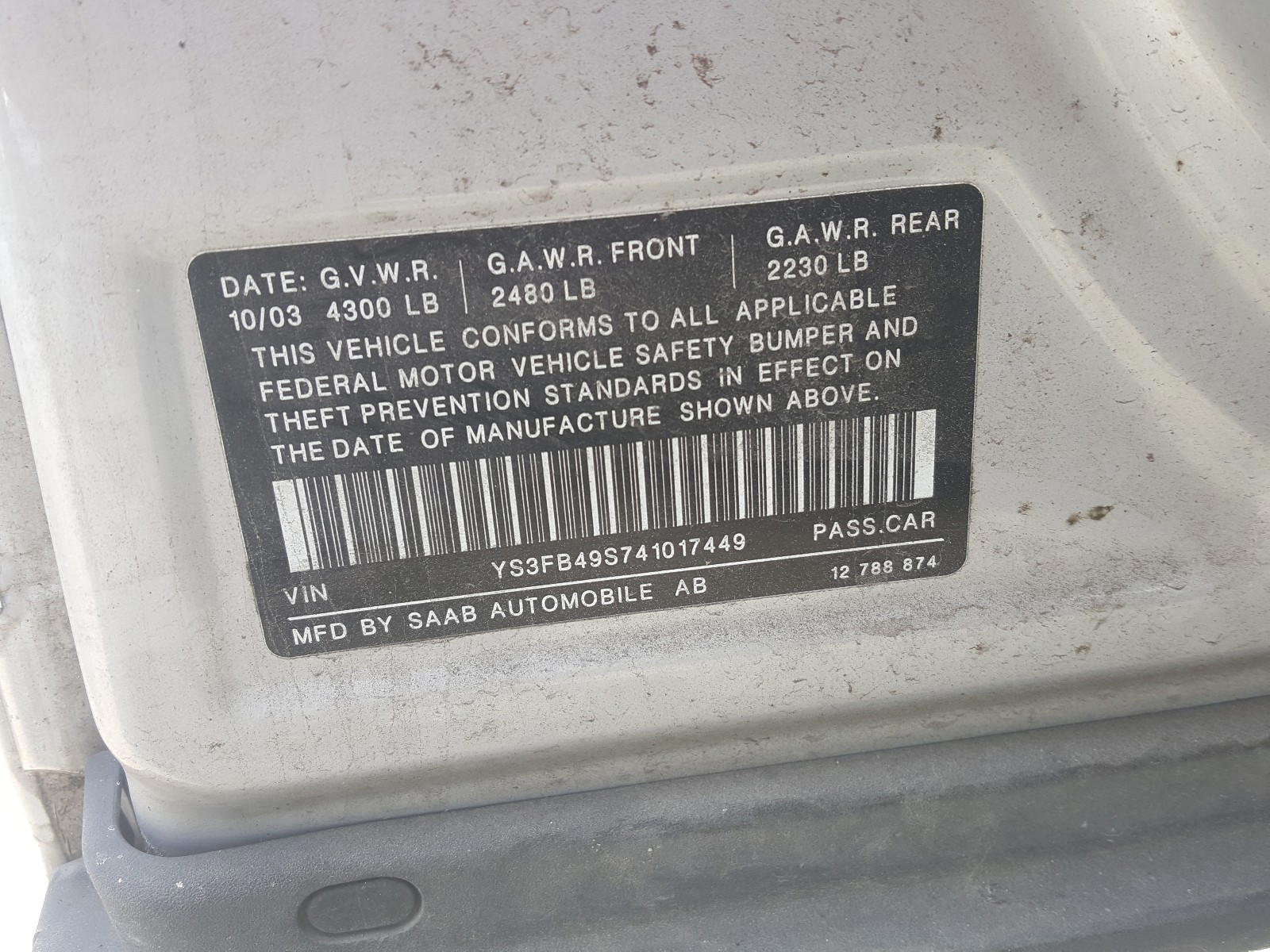 Photo 10 from auction – 2004 SAAB 9-3 LINEAR with VIN YS3FB49S741017449