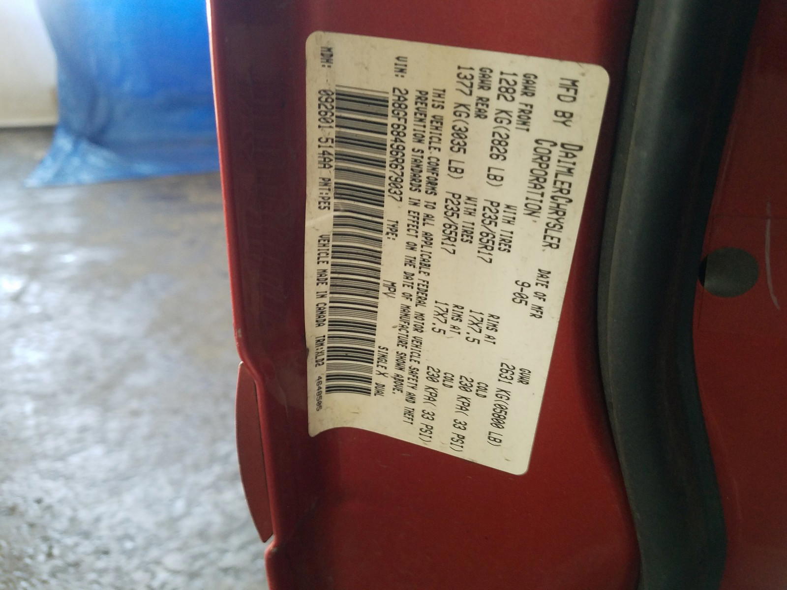 Photo 10 from auction – 2006 CHRYSLER PACIFICA T with VIN 2A8GF68496R679037