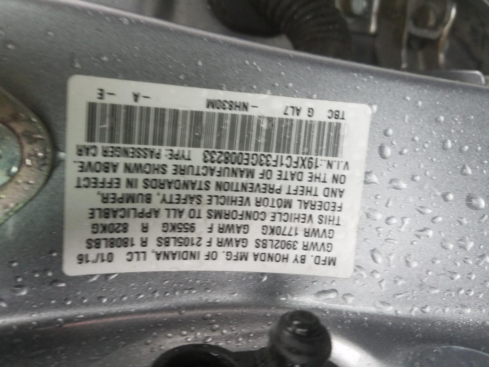 Photo 10 from auction – 2016 HONDA CIVIC EX with VIN 19XFC1F33GE008233