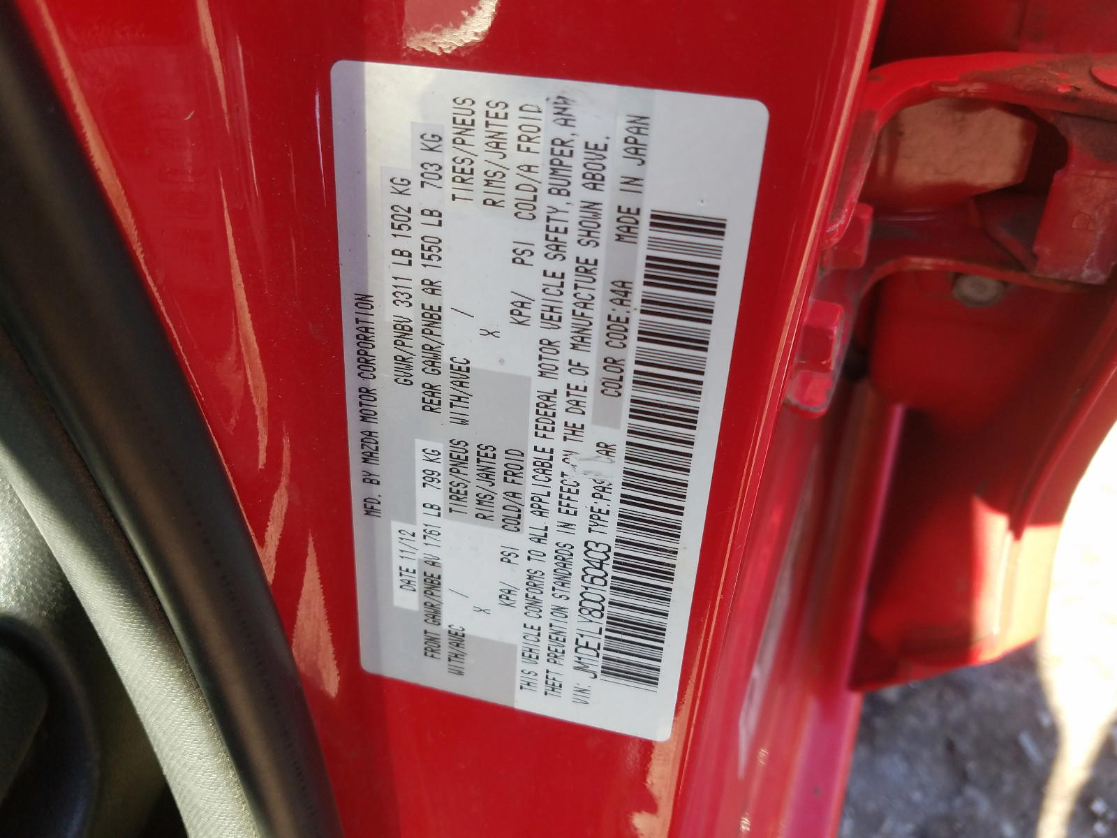 Photo 10 from auction – 2013 MAZDA MAZDA2 with VIN JM1DE1LY8D0160403