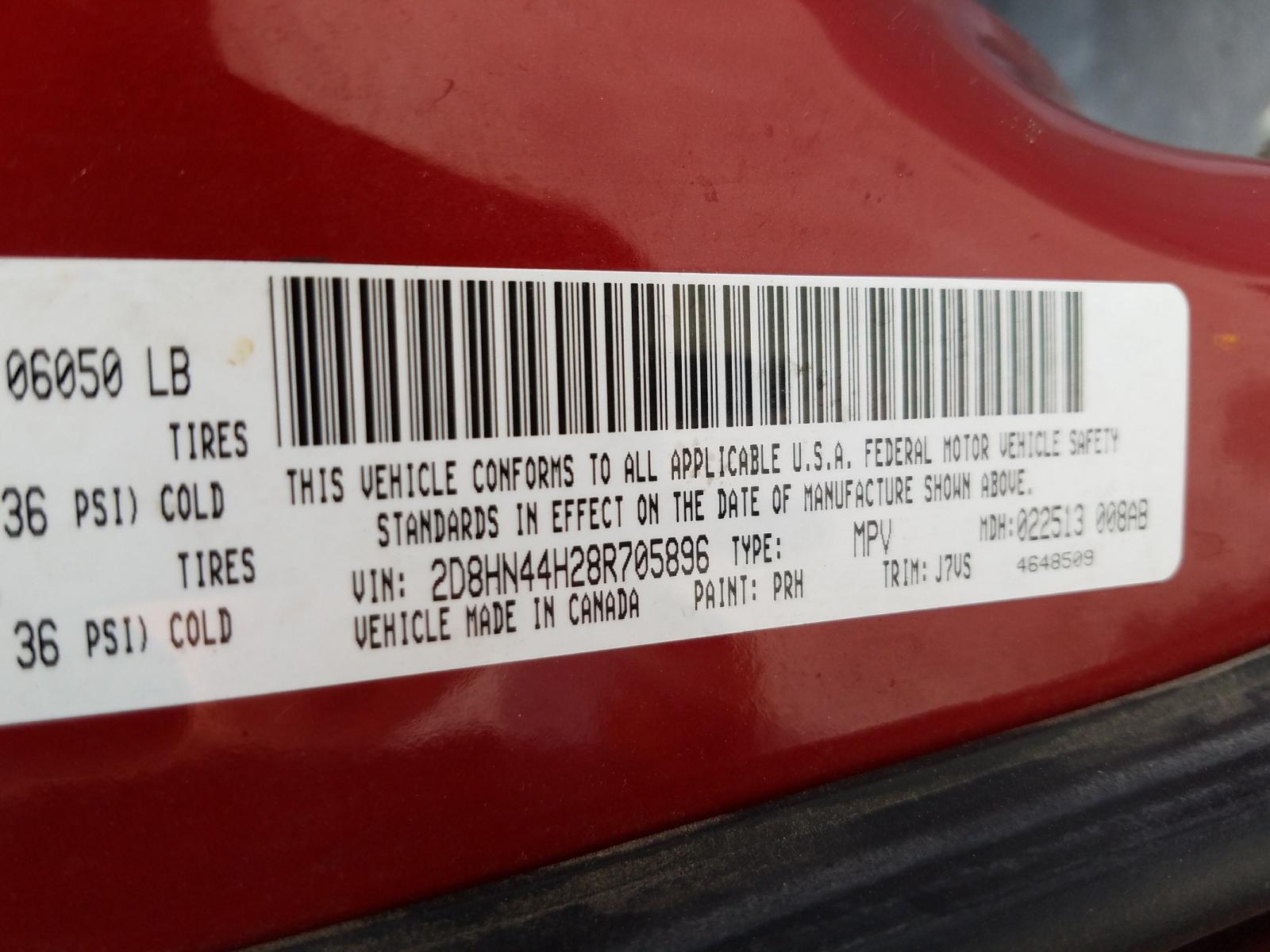 Photo 10 from auction – 2008 DODGE GRAND CARA with VIN 2D8HN44H28R705896