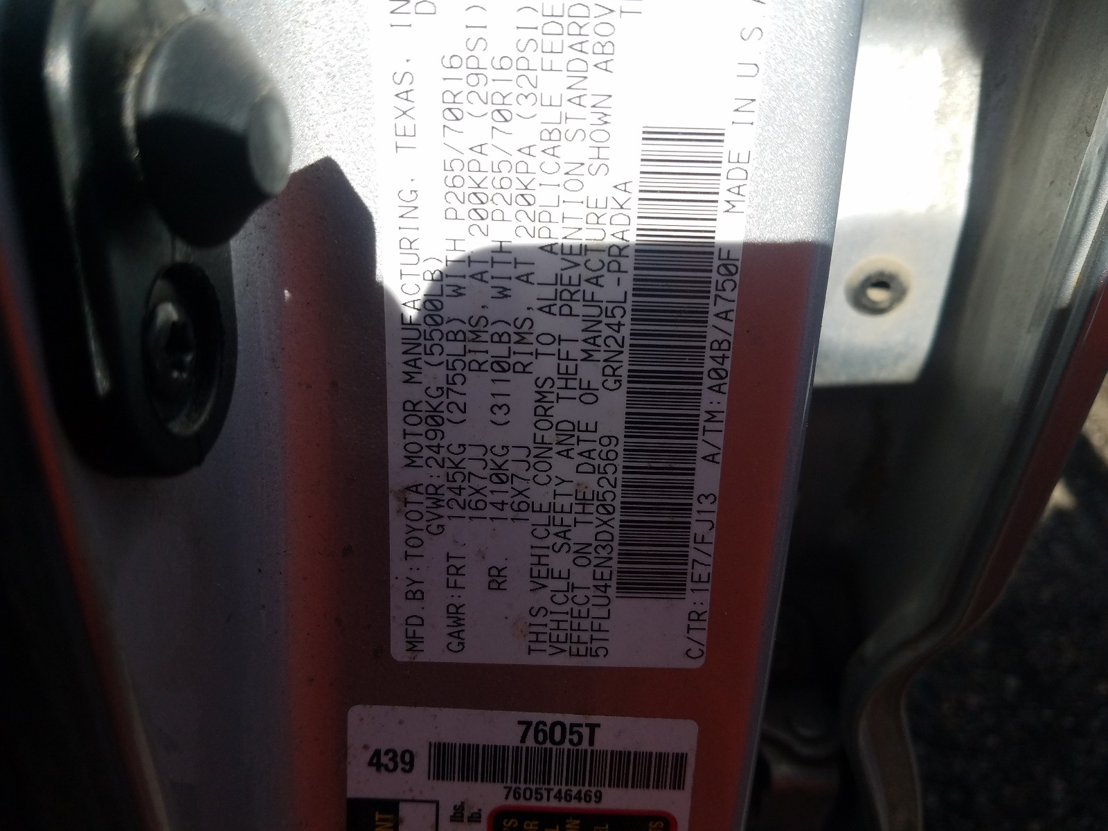 Photo 10 from auction – 2013 TOYOTA TACOMA DOU with VIN 5TFLU4EN3DX052569