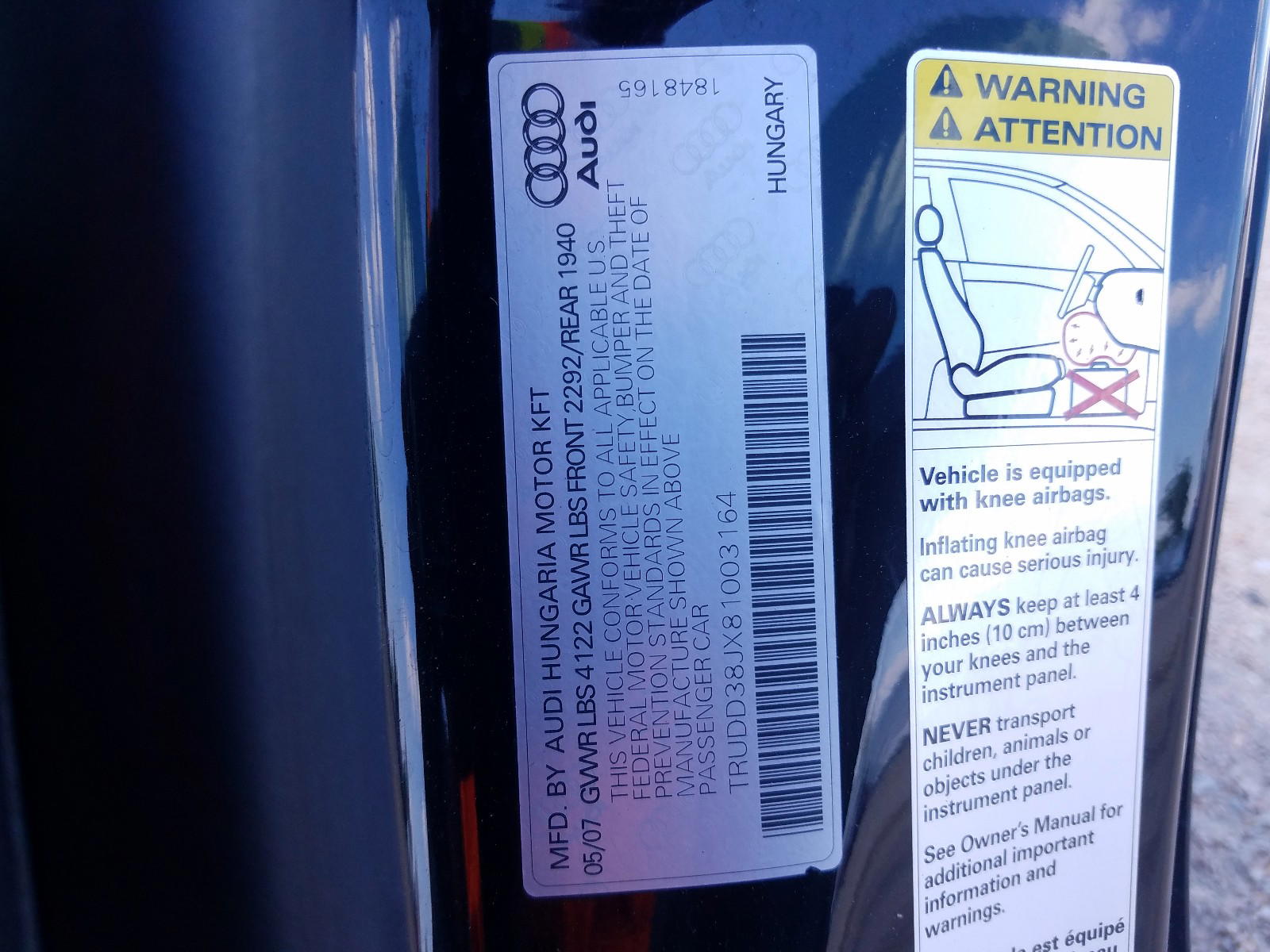 Photo 10 from auction – 2008 AUDI TT 3.2 QUA with VIN TRUDD38JX81003164