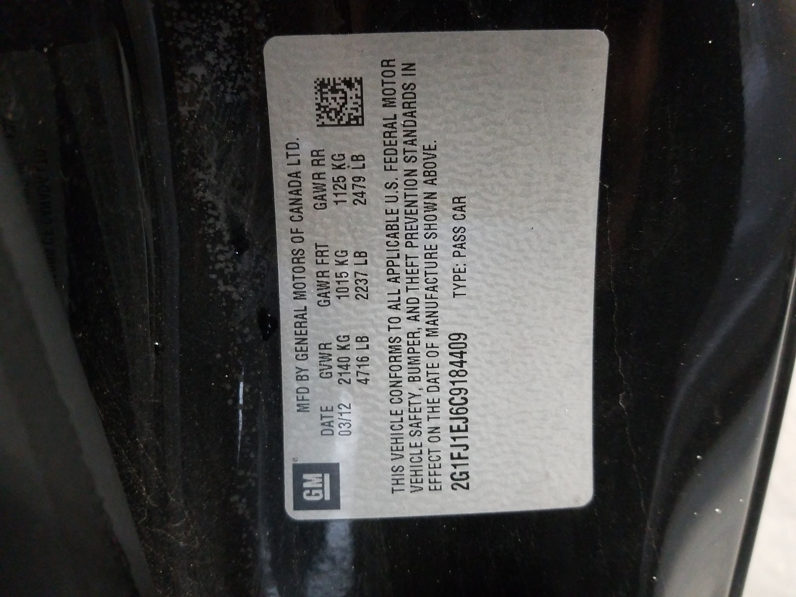 Photo 10 from auction – 2012 CHEVROLET CAMARO SS with VIN 2G1FJ1EJ6C9184409