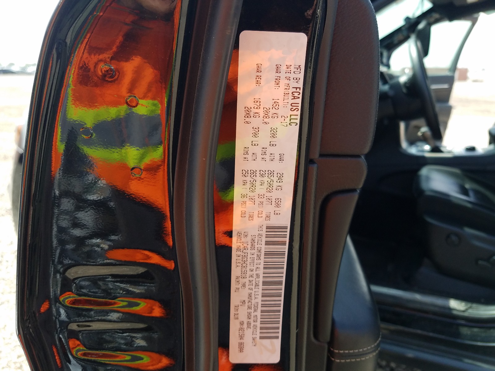 Photo 10 from auction – 2017 JEEP GRAND CHER with VIN 1C4RJFBG3HC815918
