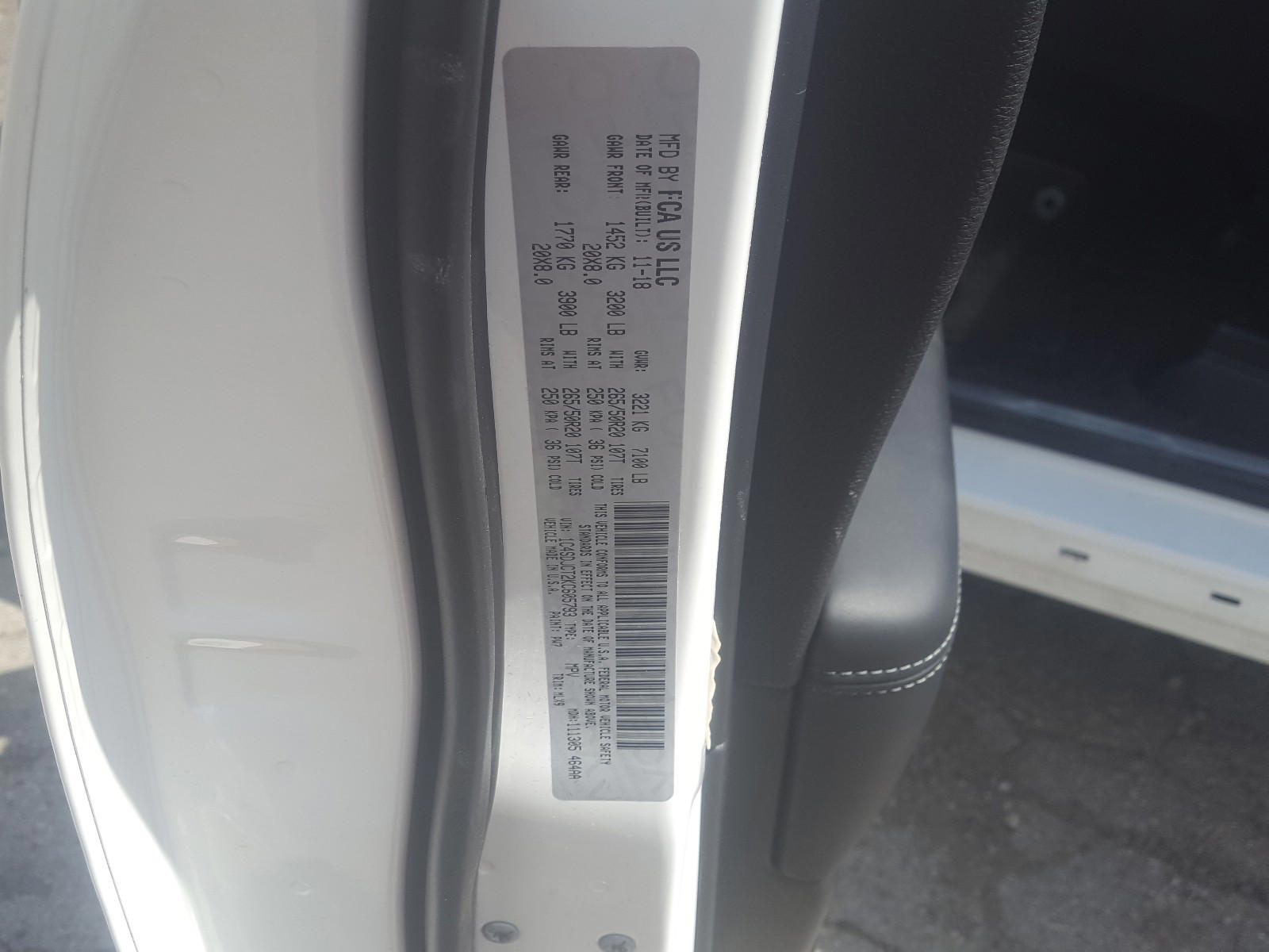Photo 10 from auction – 2019 DODGE DURANGO with VIN 1C4SDJCT2KC605793