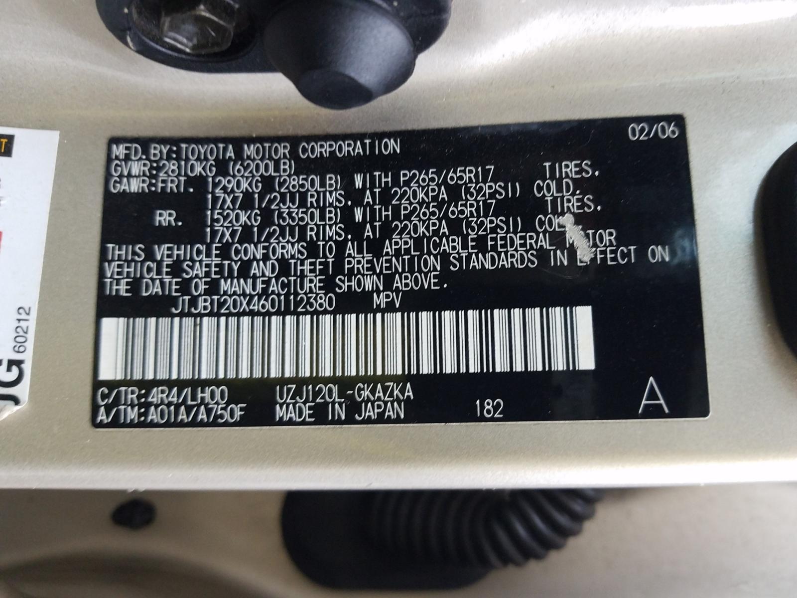 Photo 10 from auction – 2006 LEXUS GX 470 with VIN JTJBT20X460112380