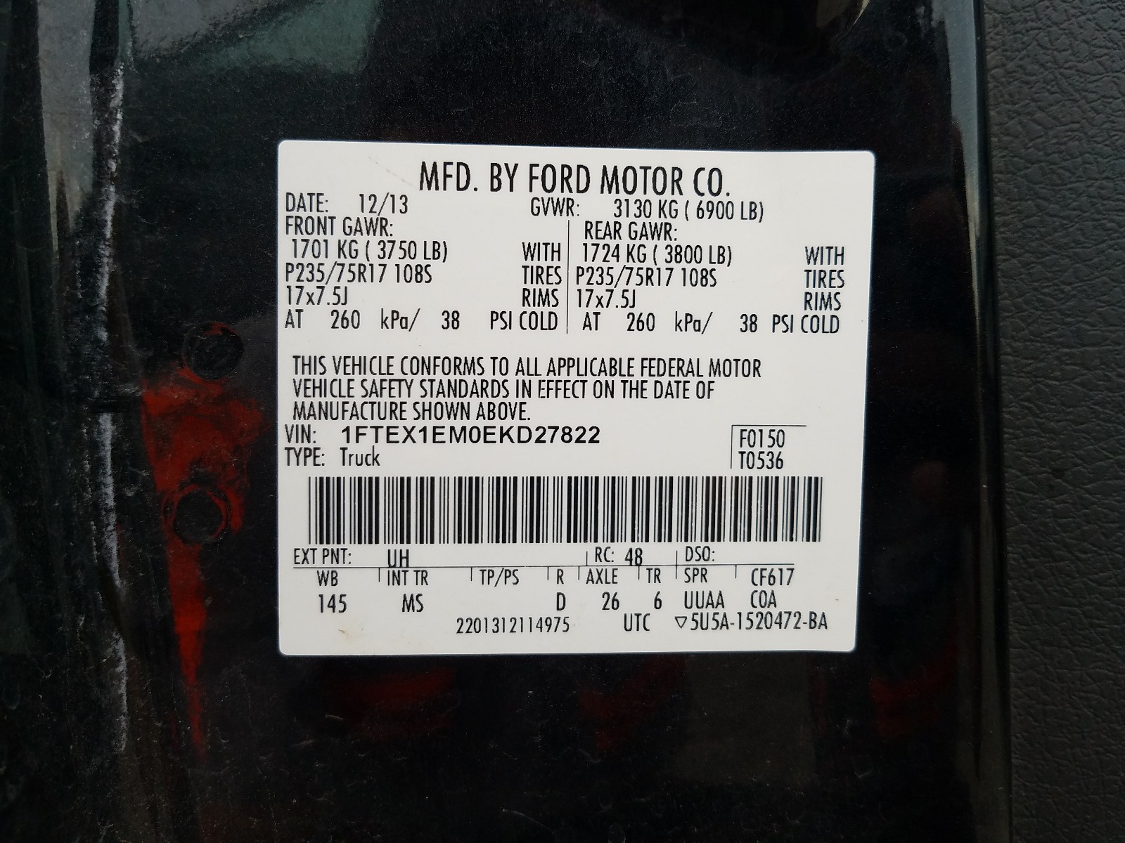 Photo 10 from auction – 2014 FORD F150 SUPER with VIN 1FTEX1EM0EKD27822
