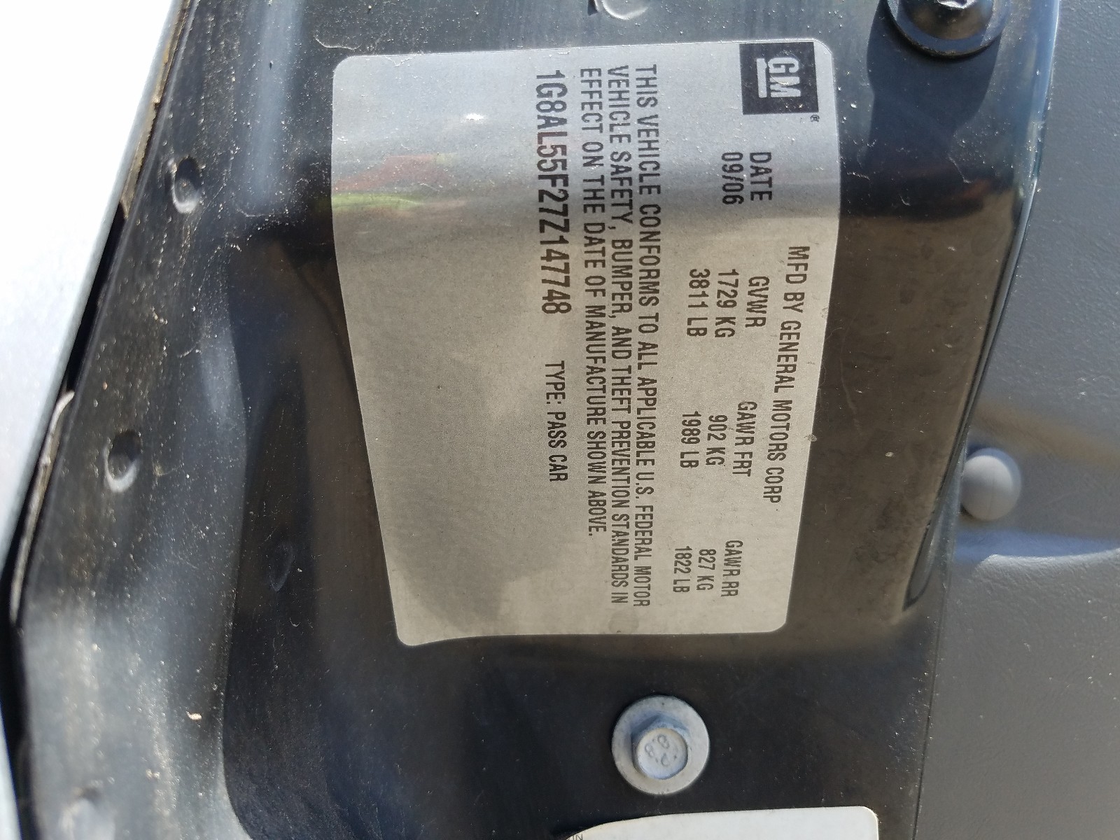 Photo 10 from auction – 2007 SATURN ION LEVEL with VIN 1G8AL55F27Z147748