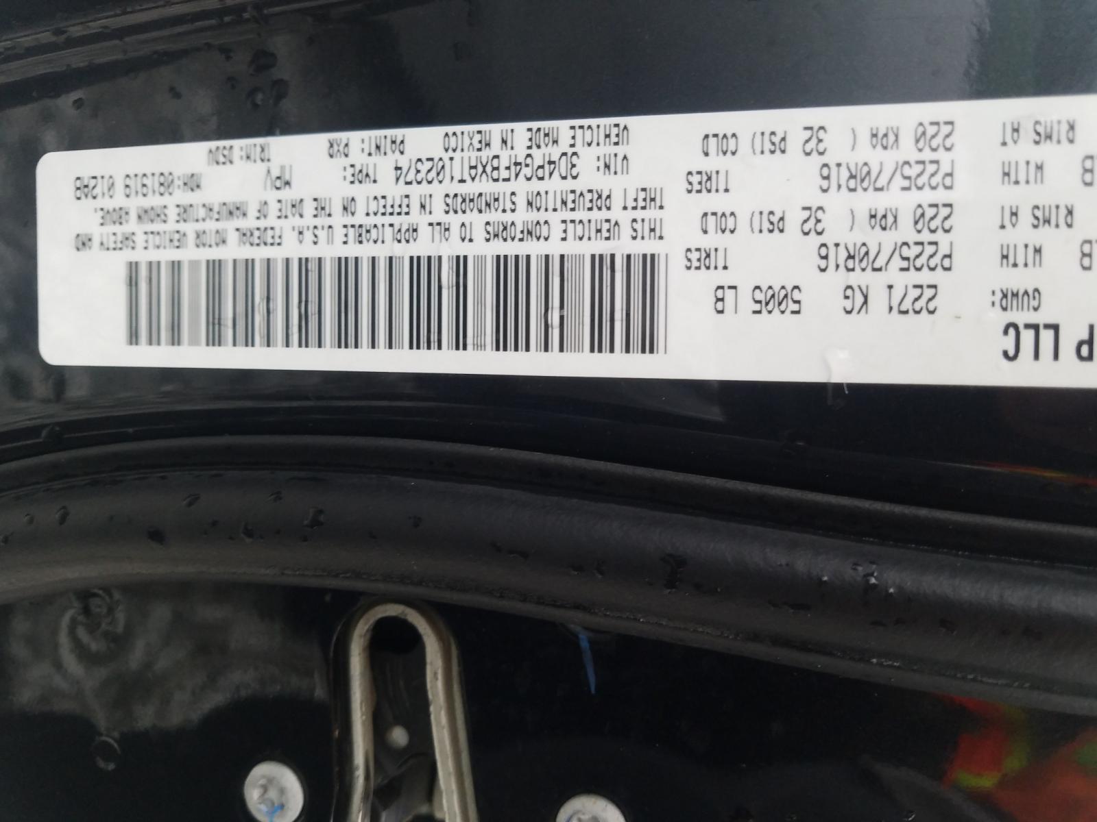Photo 10 from auction – 2010 DODGE JOURNEY SE with VIN 3D4PG4FBXAT102374