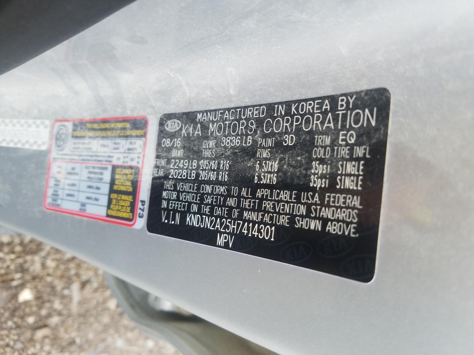 Photo 10 from auction – 2017 KIA SOUL with VIN KNDJN2A25H7414301