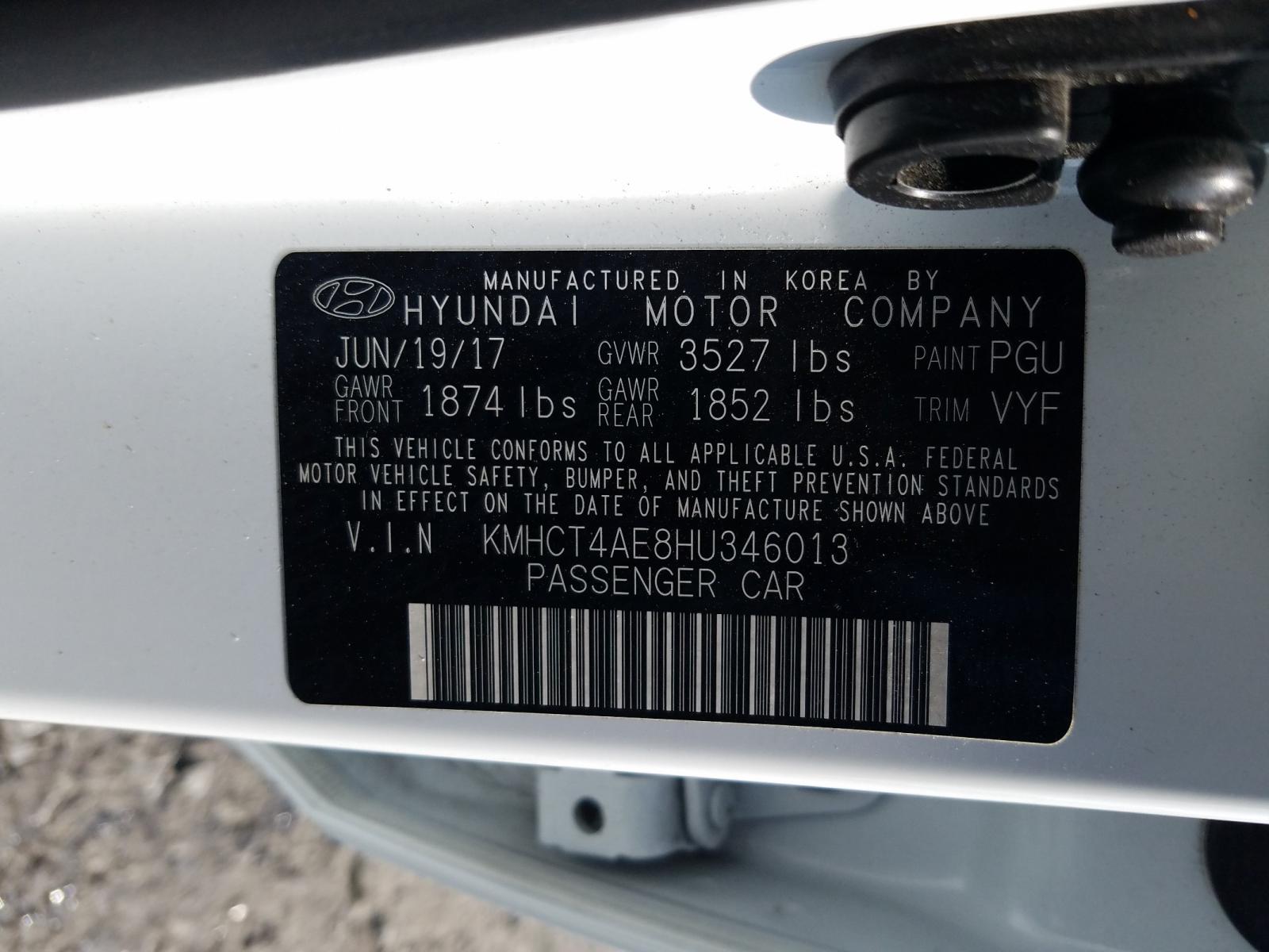 Photo 10 from auction – 2017 HYUNDAI ACCENT SE with VIN KMHCT4AE8HU346013