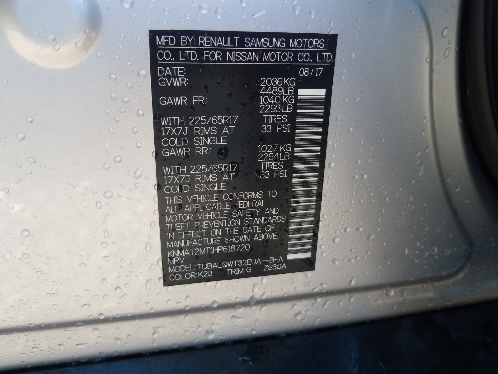Photo 10 from auction – 2017 NISSAN ROGUE S/SV with VIN KNMAT2MT1HP618720