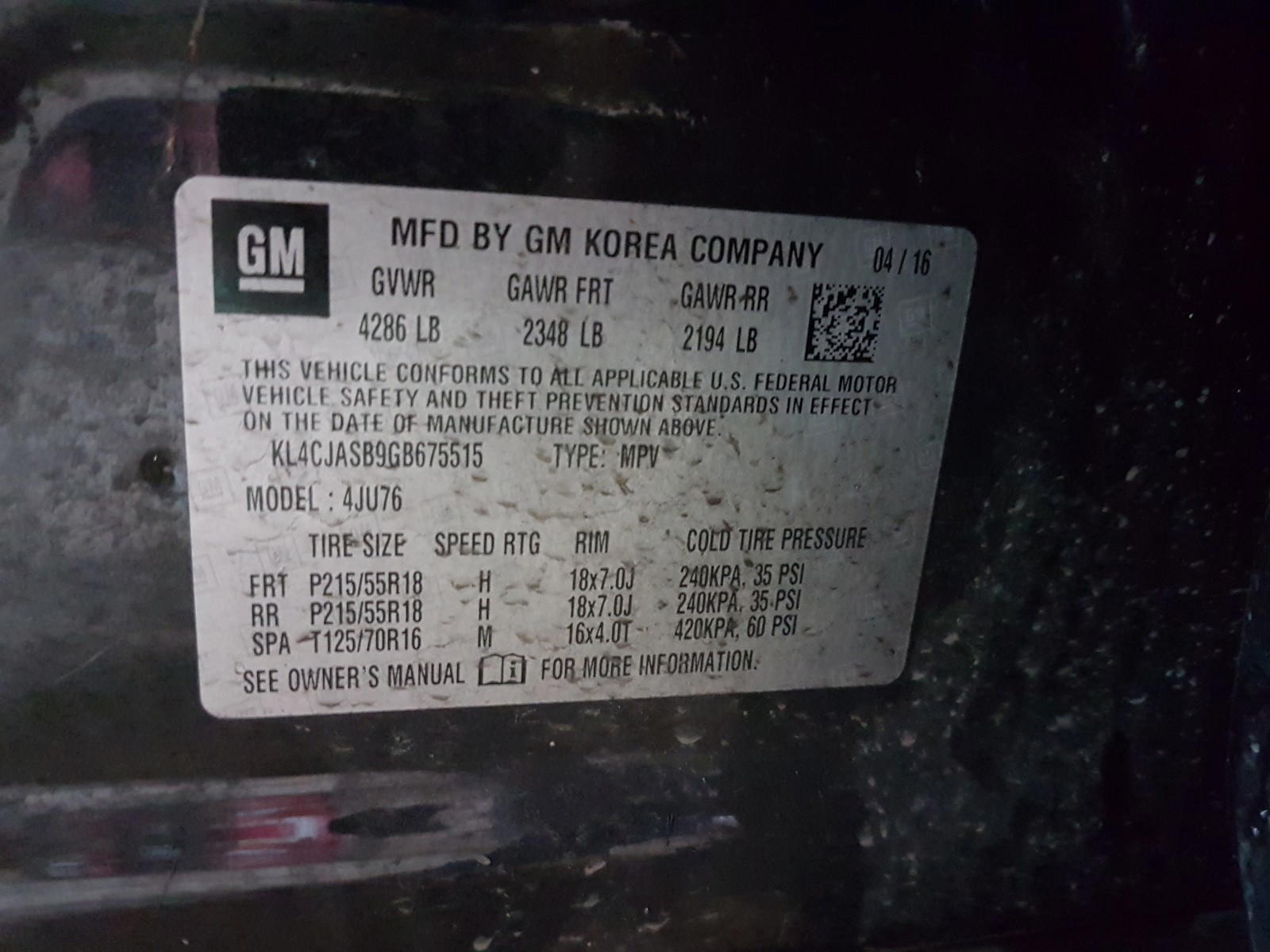 Photo 10 from auction – 2016 BUICK ENCORE with VIN KL4CJASB9GB765515