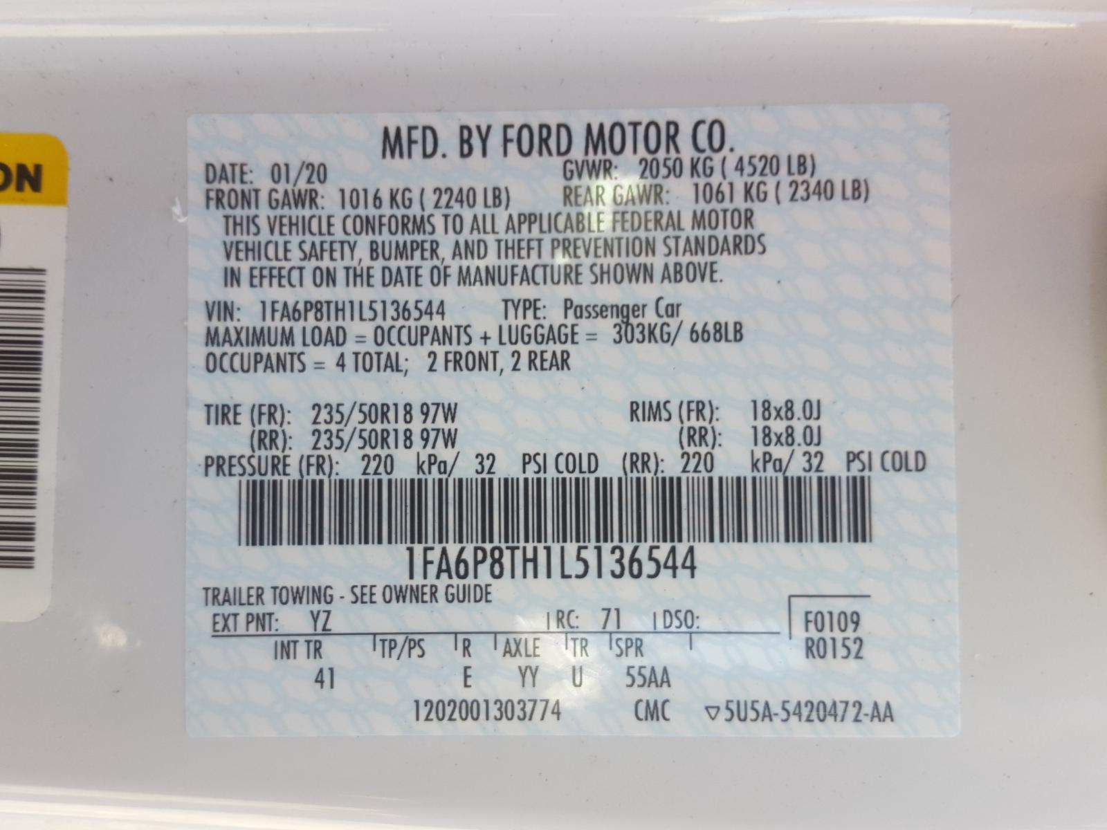 Photo 10 from auction – 2020 FORD MUSTANG with VIN 1FA6P8TH1L5136544