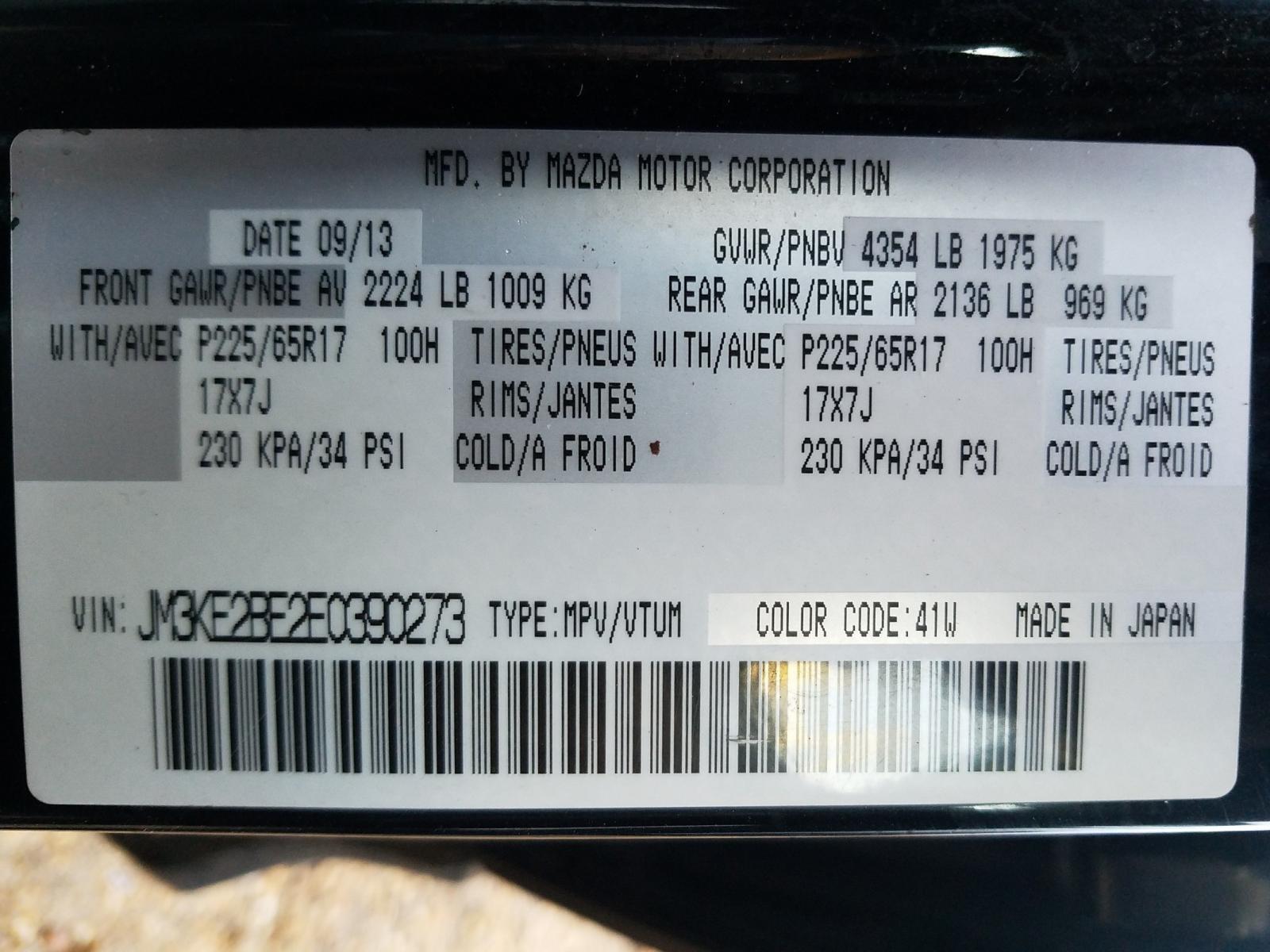 Photo 10 from auction – 2014 MAZDA CX-5 SPORT with VIN JM3KE2BE2E0390273