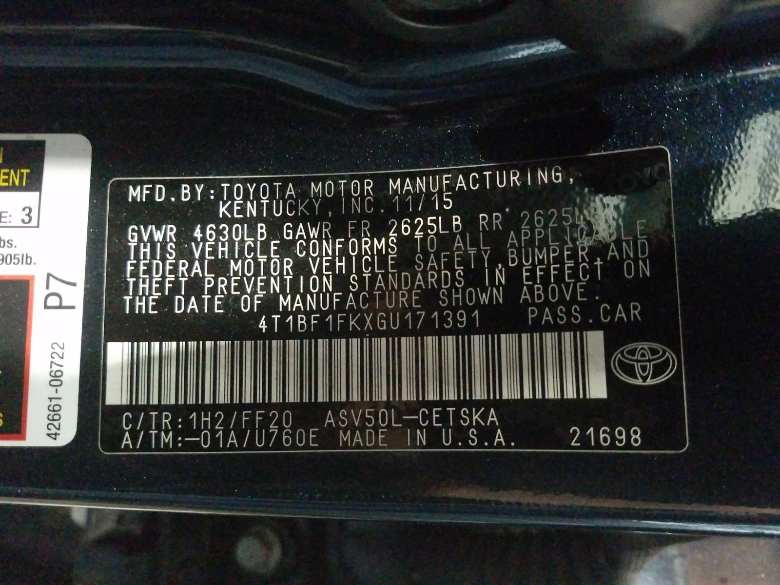 Photo 10 from auction – 2016 TOYOTA CAMRY LE with VIN 4T1BF1FKXGU171391