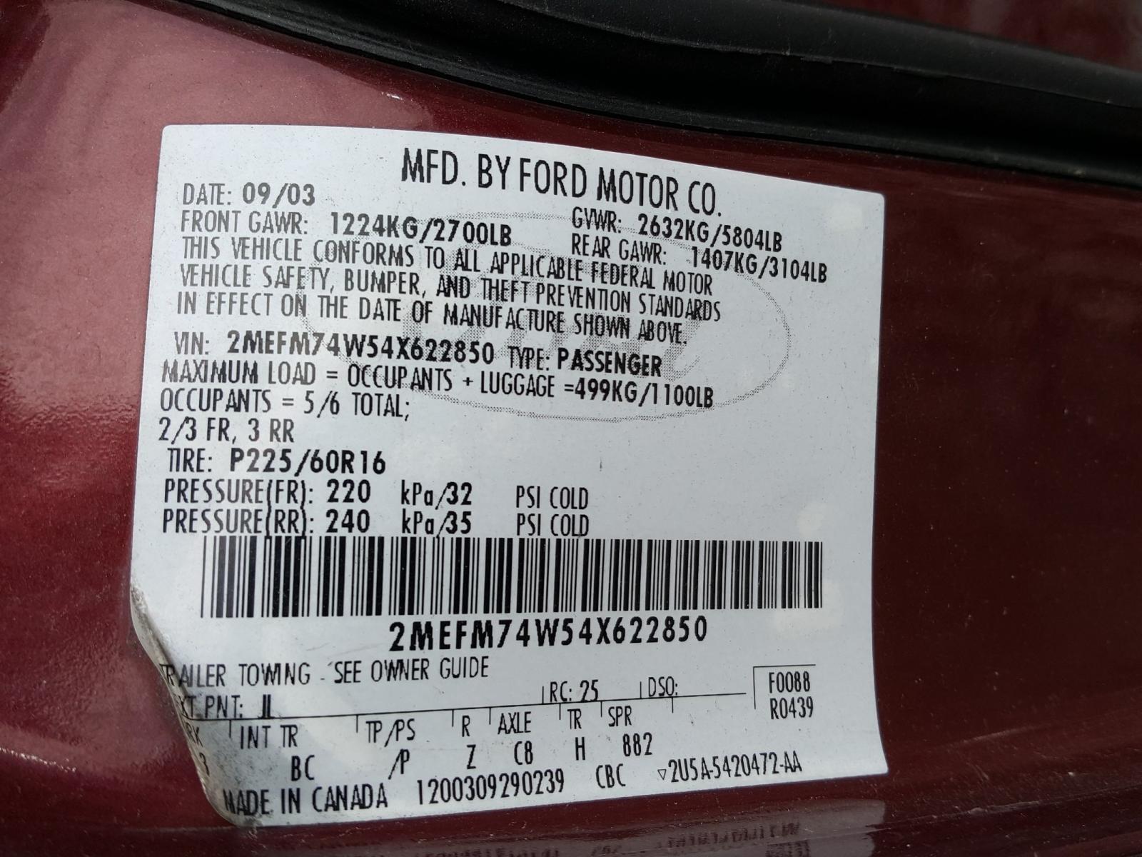 Photo 10 from auction – 2004 MERCURY GRAND MARQ with VIN 2MEFM74W54X622850