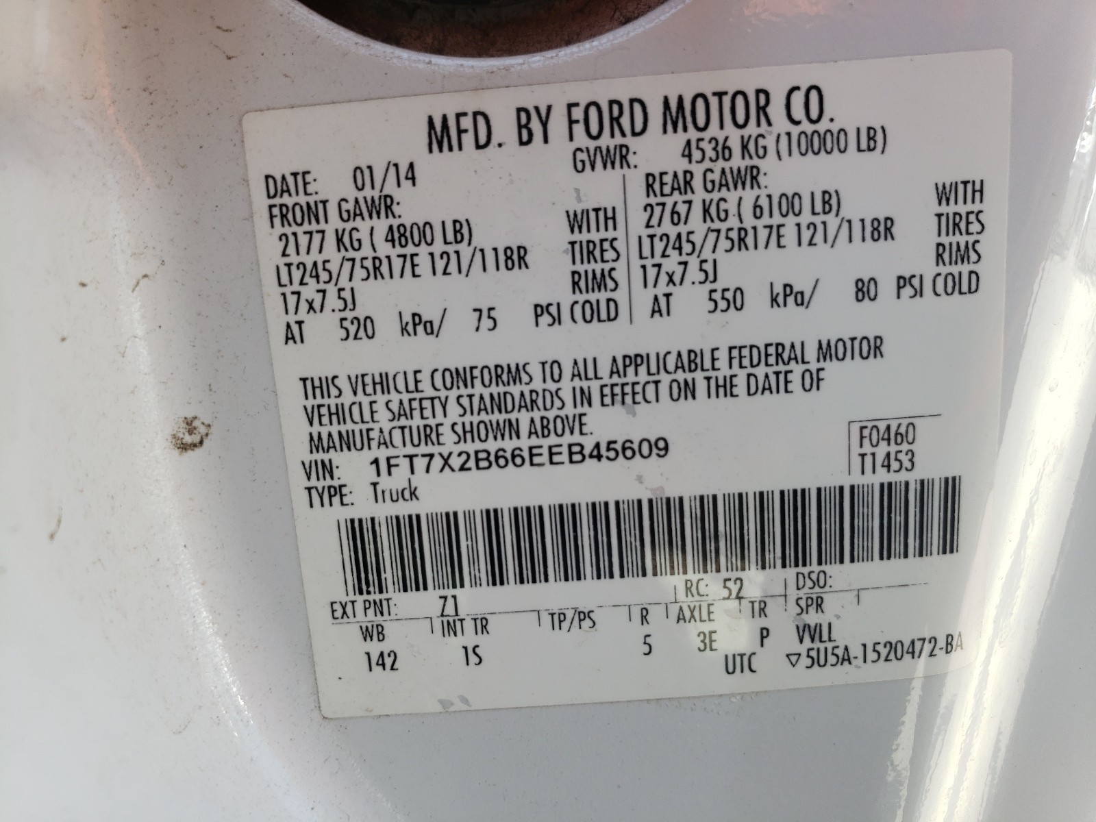 Zdjęcie 10 z aukcji – 2014 FORD F250 SUPER z VIN 1FT7X2B66EEB45609
